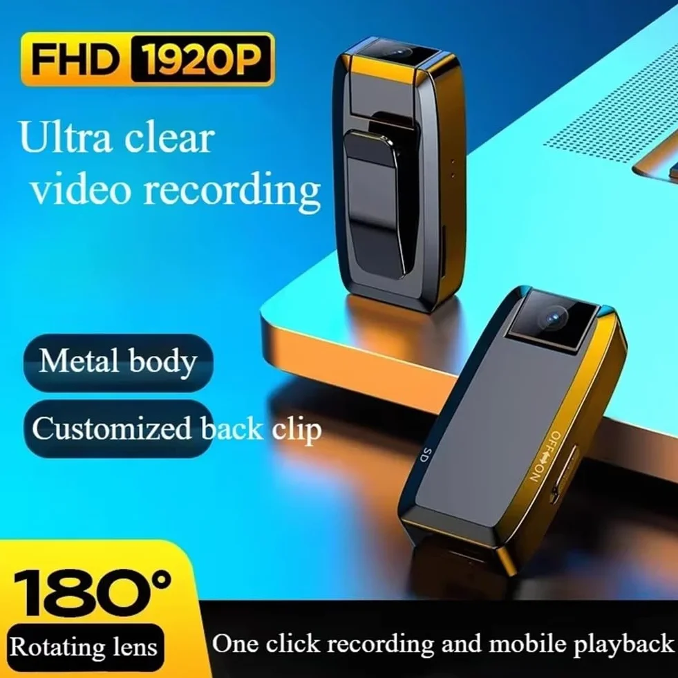 Mini Caméra Corporelle HD 1920P, Enregistreur Vidéo Numérique Portable, Petite Caméra Corporelle de Police, Caméscope Miniature, Caméra d'action