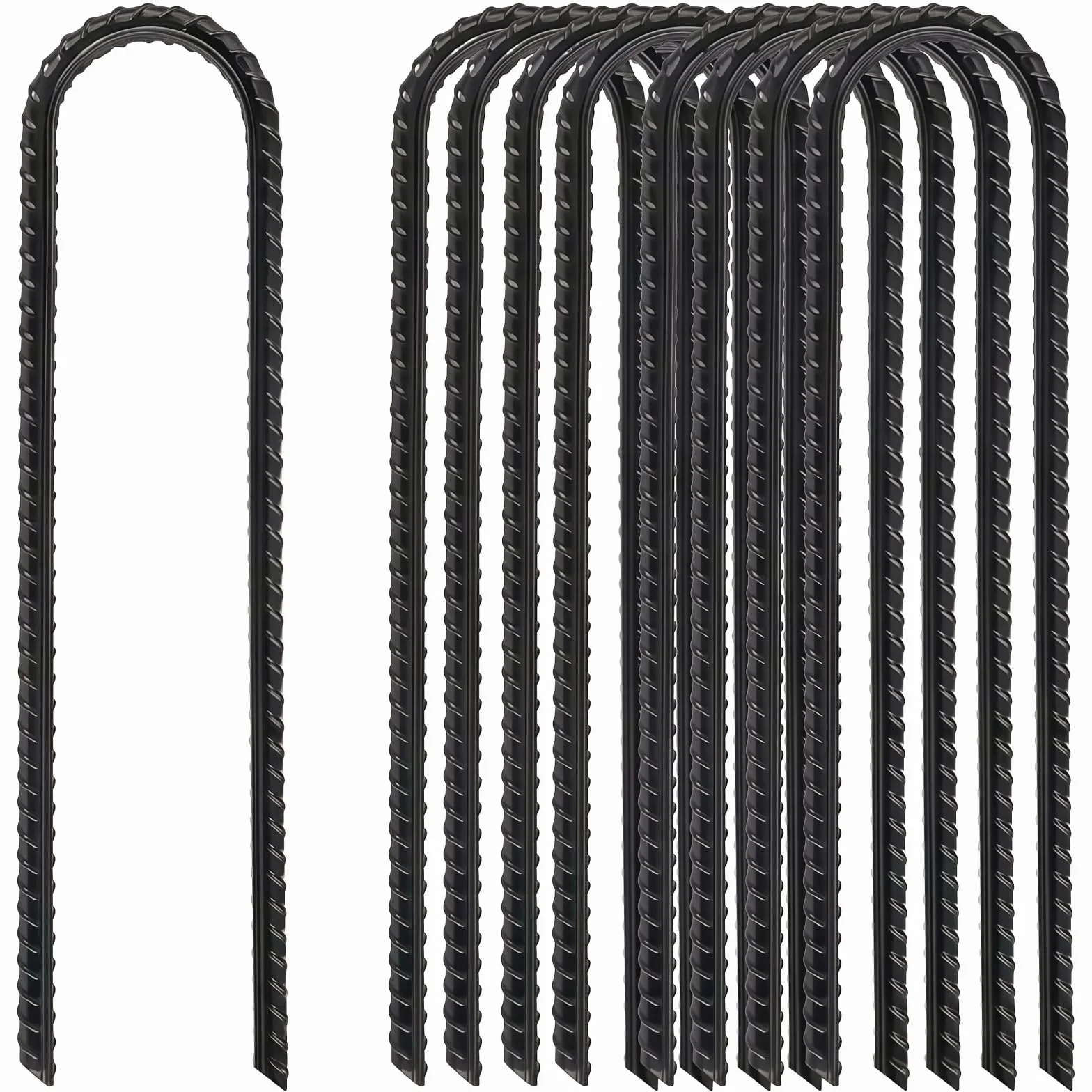 Piquets de Tente en Acier Galvanisé 30cm avec Crochets pour Camping, Trampoline, Balançoire