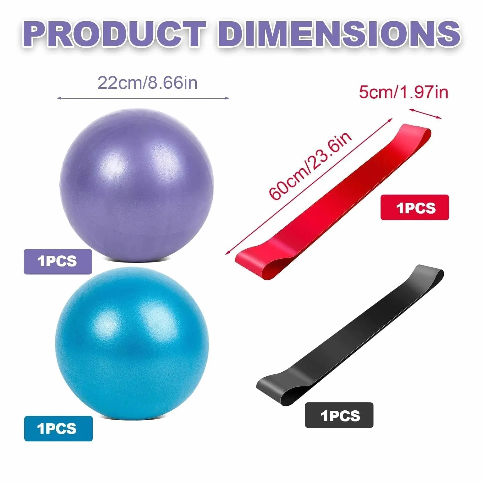Ballon de Pilates 22cm avec Ceinture Élastique pour Yoga, Grossesse, Kinésithérapie