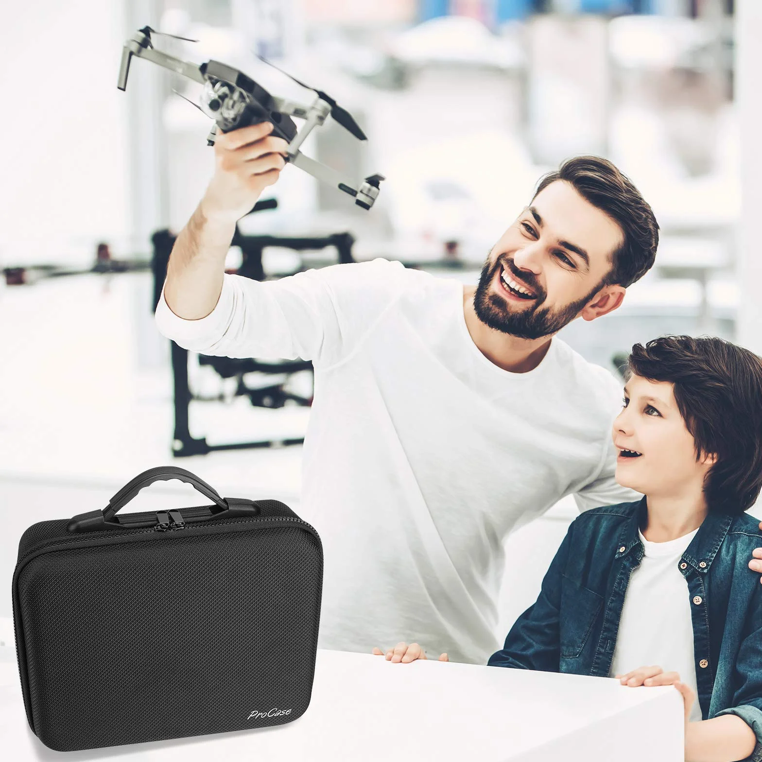 ProCase Étui Sac pour DJI Mini 4K/ Mini 2/ Mini 2 Fly/Mini 2 SE, Housse de Protection Étanche, Drone Sac de Voyage Coquille Dure pour DJI Mini 4K Accessiores -Noir