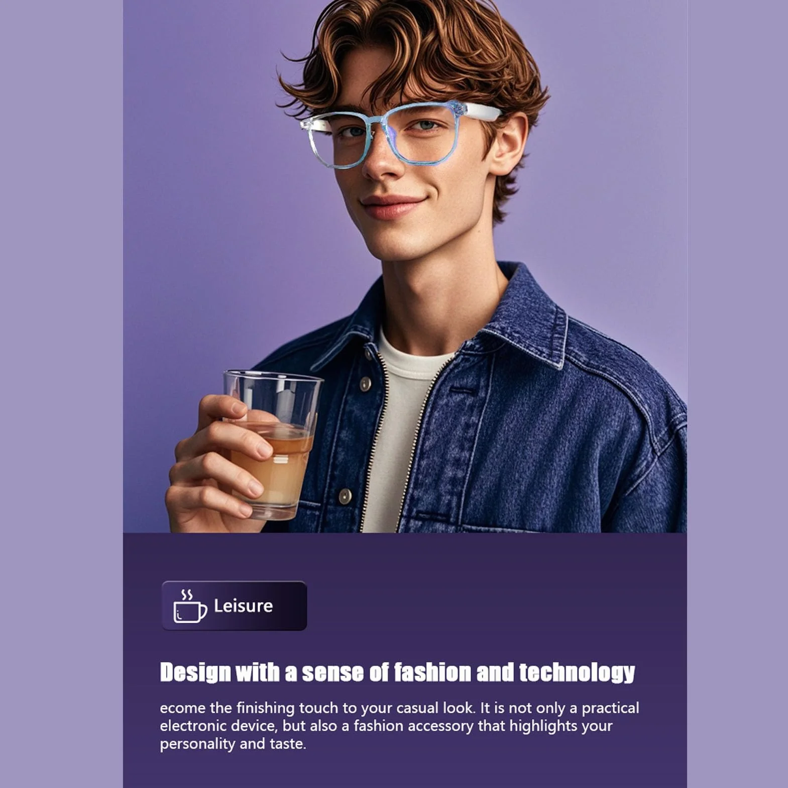 Jectse Lunettes Intelligentes AI avec Caméra, Lunettes D'enregistrement Vidéo HD 1080P, Audio BT, de Caméra de Sport de Plein Air, avec Musique, Appels Mains Libres et (Blue)