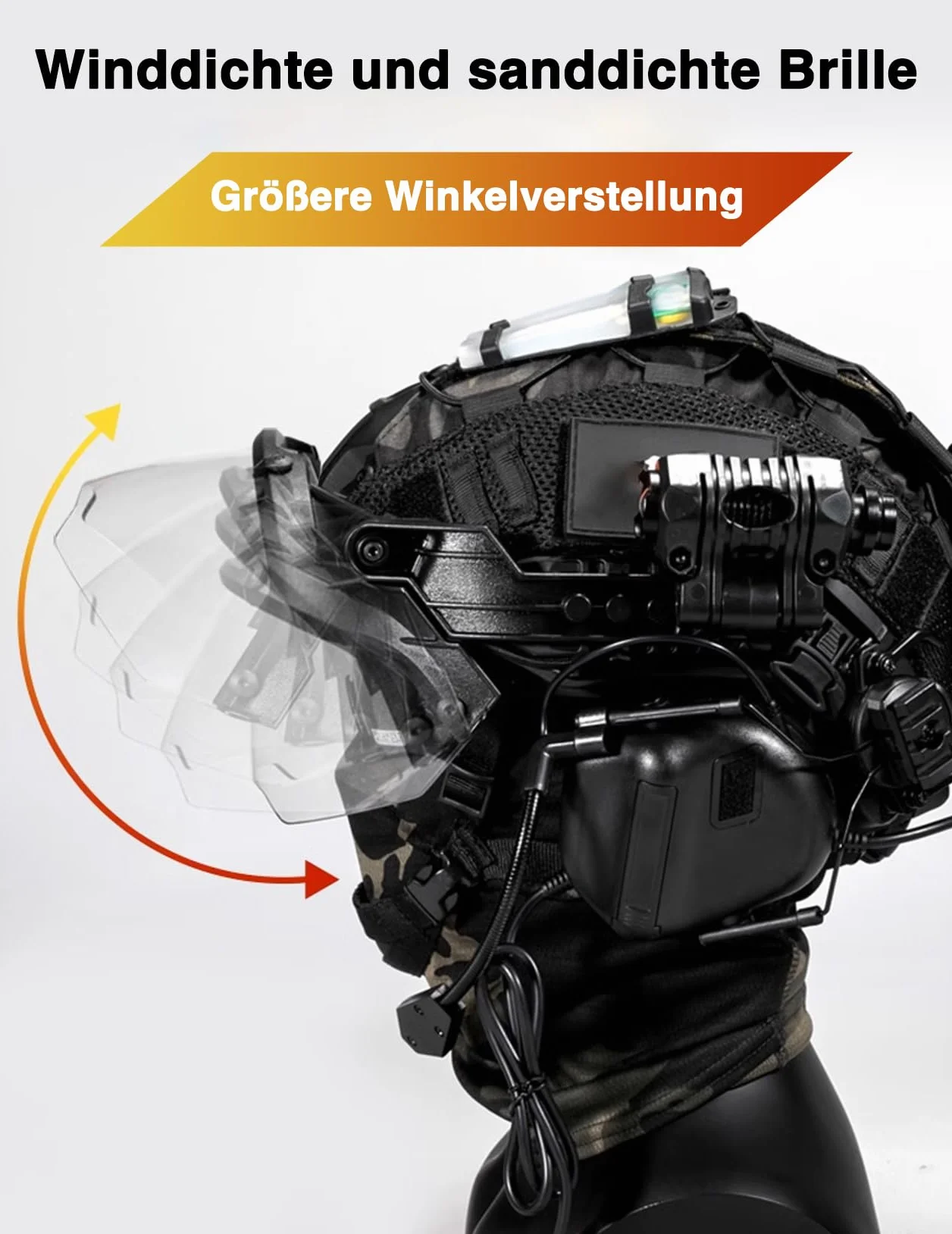 Lunettes Compatibles Casque MICH Airsoft Réglable PC Lentille Transparente Cyclisme Noir