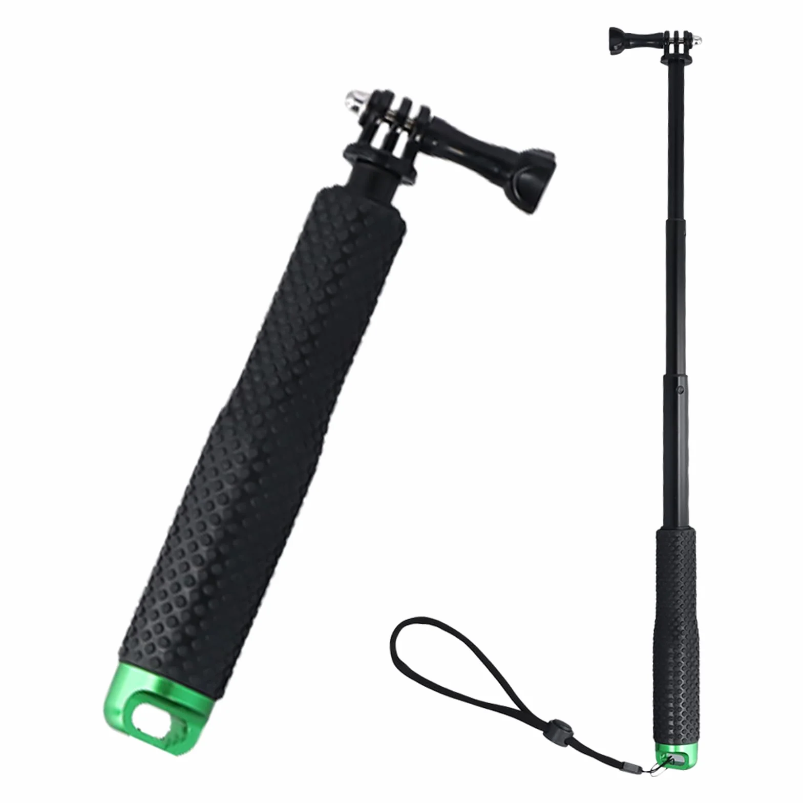 Etanche Action Caméra Grip Pôle, Réglable Monopode Bâton, Handle Anti-Glissant Perche à Selfie pour Sport, Longueur Extensible 19-49 cm (Vert, 19cm)