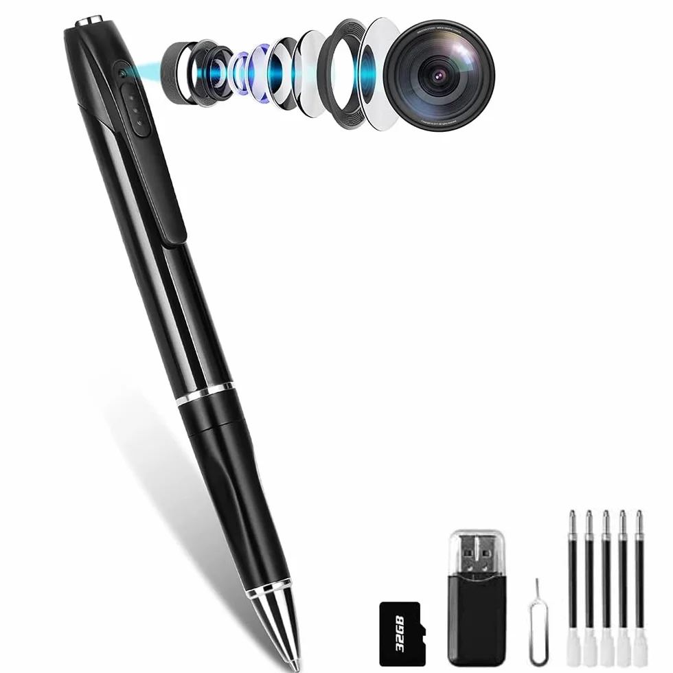 Caméra Espion Caméra Cachée Stylo 1080P Mini Caméra de Poche avec Carte 32 Go Caméra Stylo avec Enregistrement Vidéo Prise de Photo et 150 Mins d'Autonomie de la intérieur extérieur