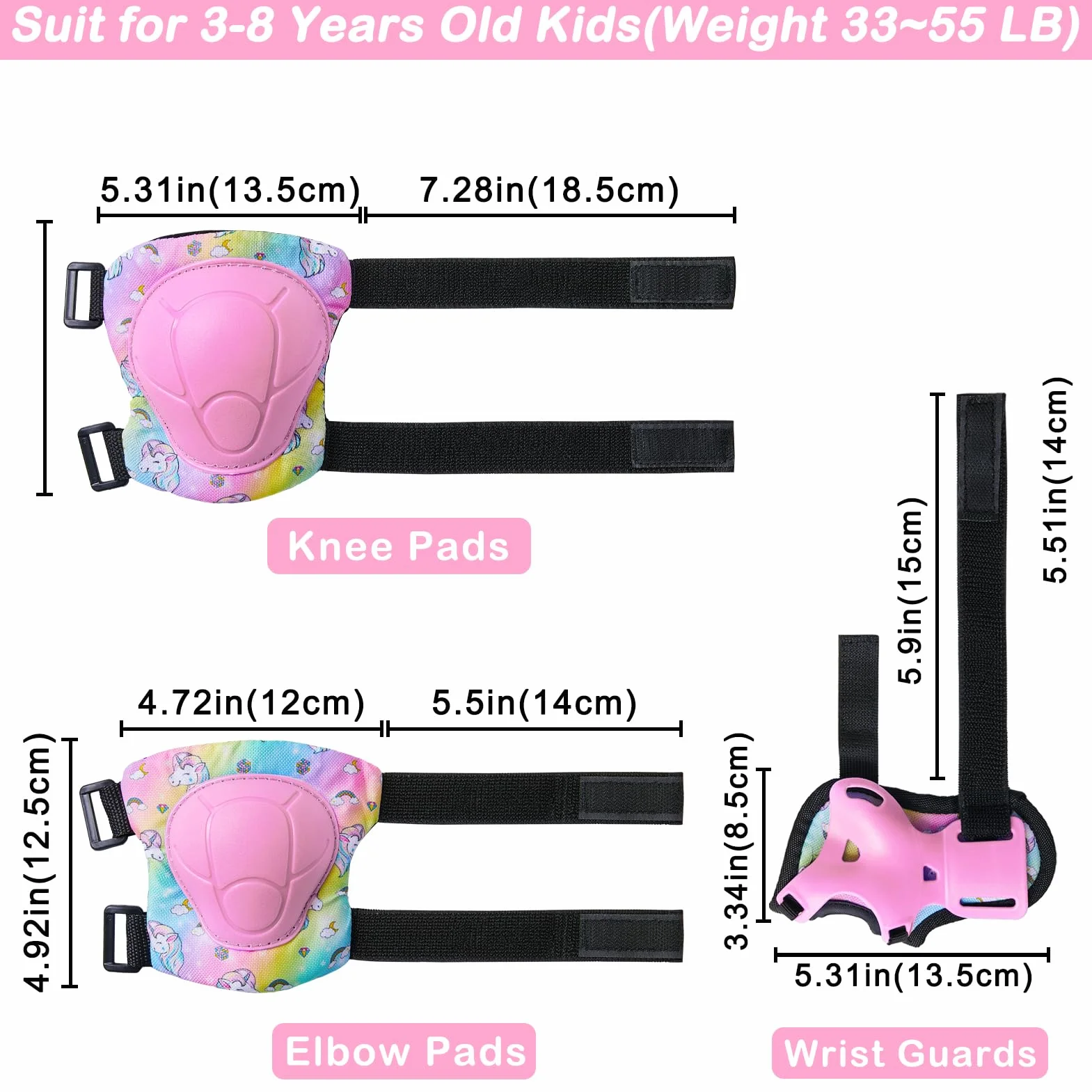 Ensemble de Protections Enfant 6 en 1 Réglables Protection Roller Skateboard