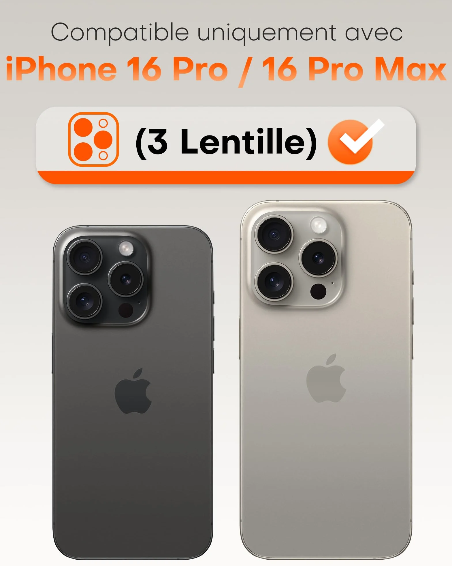TOCOL Lot de 2 Protection Caméra pour iPhone 16 Pro Max, iPhone 16 Pro, Résistant aux Rayures, Antichoc, Anti-Buée, Installation Facile, Verre Trempé HD Protections d'Objectif, Noir