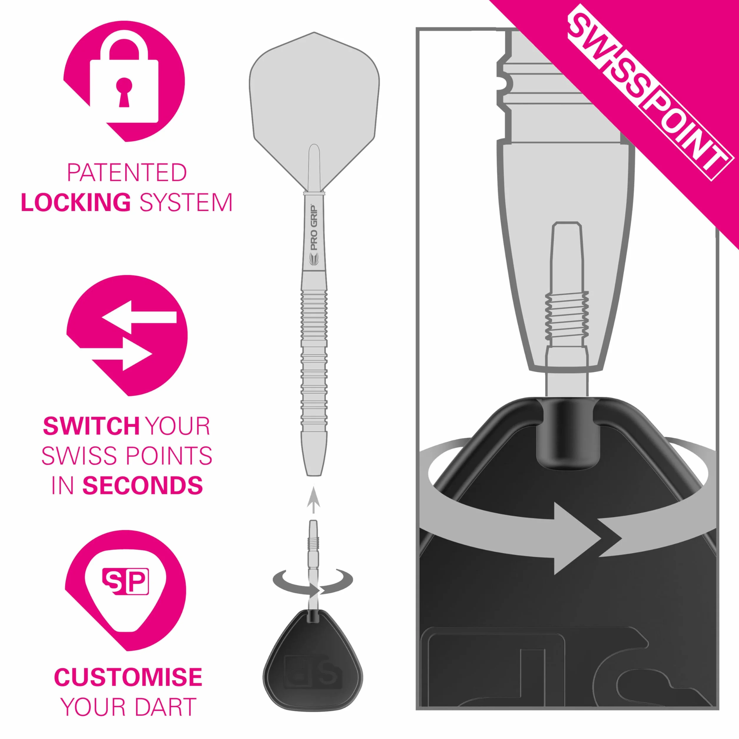 Target Darts Swiss Points Nano (3 Sets) - Pointes de Fléchettes Professionnelles