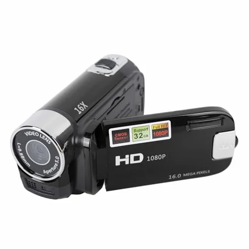 Yosoo Health Gear Caméscope Vidéo Portable 4K 48MP 16x Zoom Numérique Vlogging écran Rotatif LCD 2,7 Pouces Noir