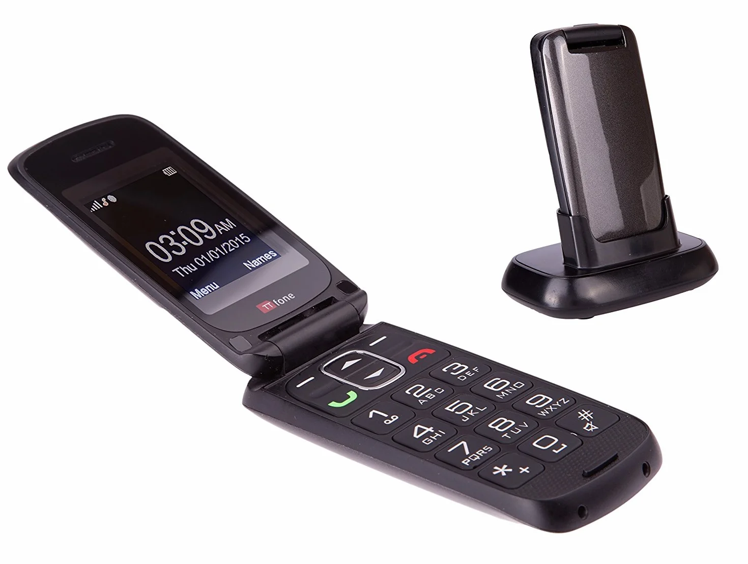 TTfone Star Big Button Flip Téléphone Portable Pay As You Go Gris