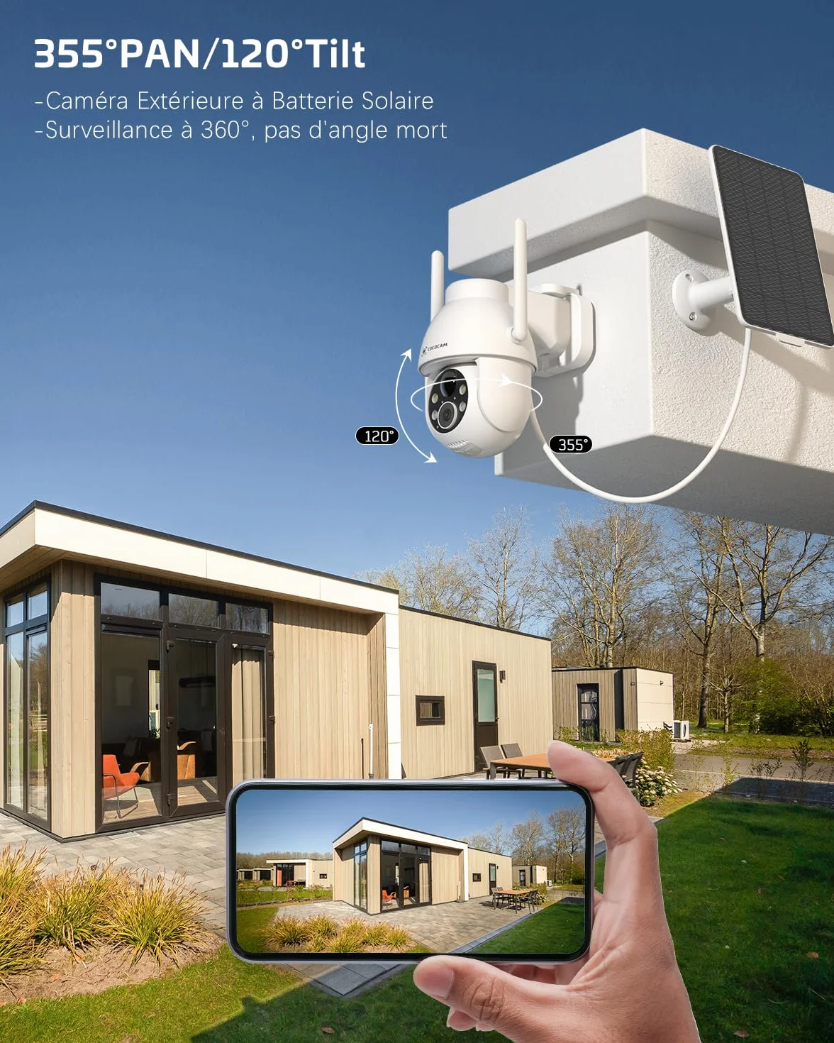COCOCAM 2PCS 2K Camera Surveillance WiFi Exterieure sans Fil sur AI Détection Humaine, Vision Nocturne Couleur, Audio Bidirectionnel, 2.4GHz WiFi, Cloud