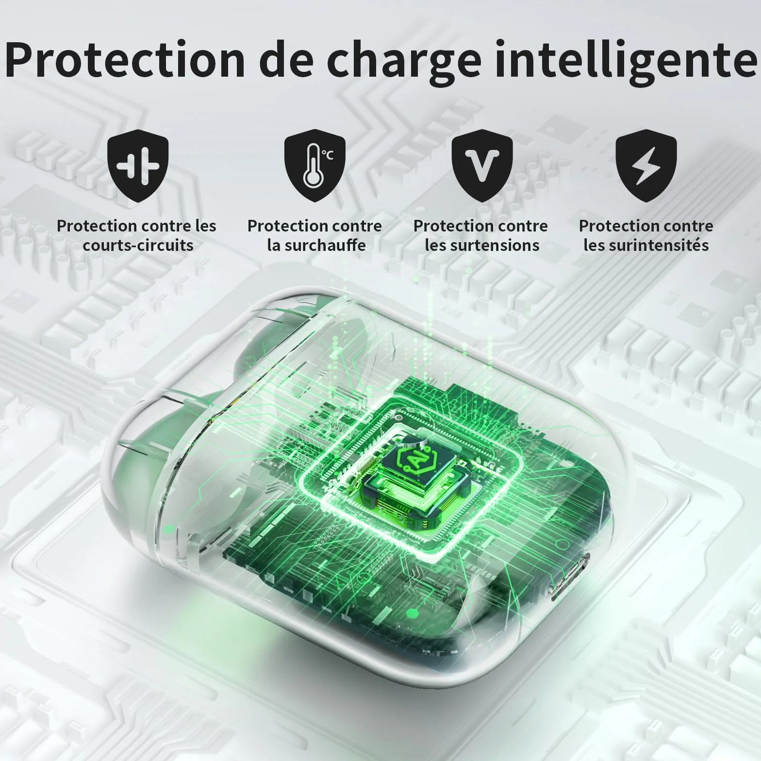 ULuck Étui de Chargement sans Fil de Remplacement Compatible avec Les Air Pods 1 et 2,étui de Chargement 700 mAh avec Bouton Bluetooth pour l'appairage