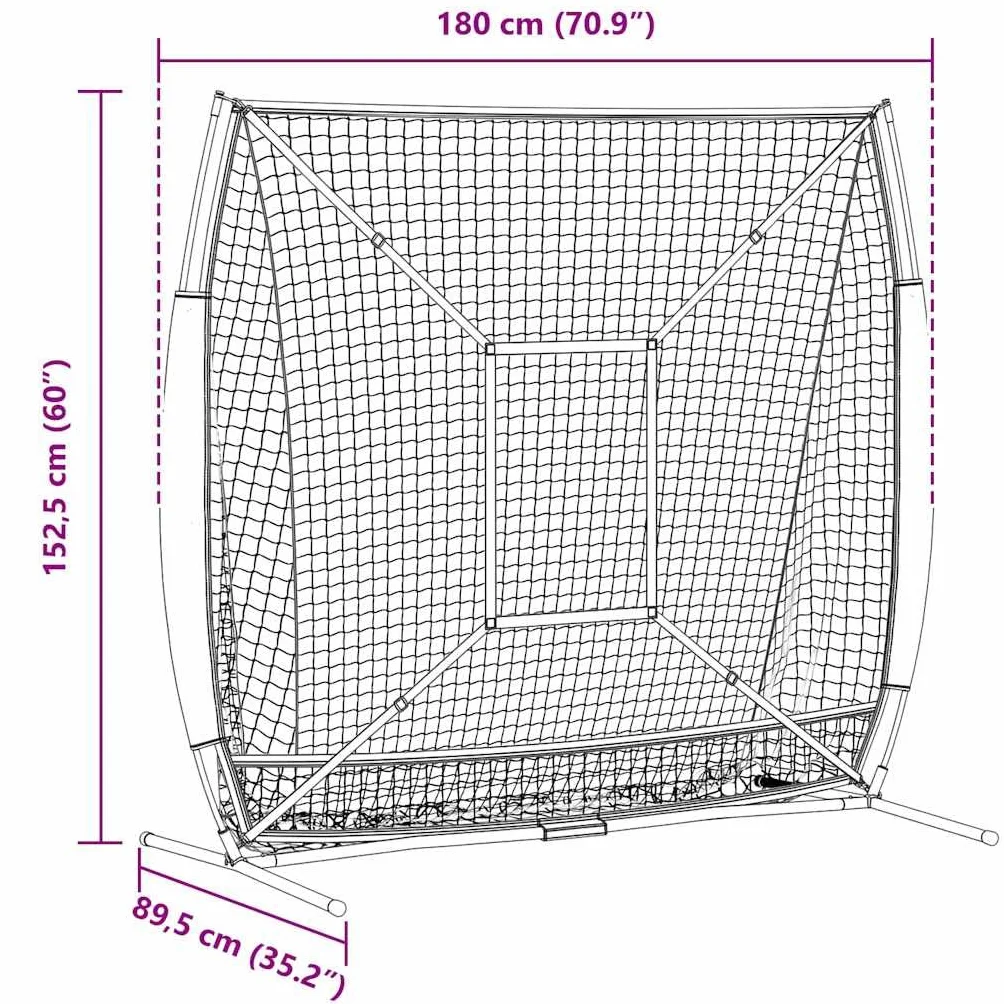 vidaXL Filet d'entraînement Baseball 180 x 89,5 x 152,5 cm Portable Plier Jardin