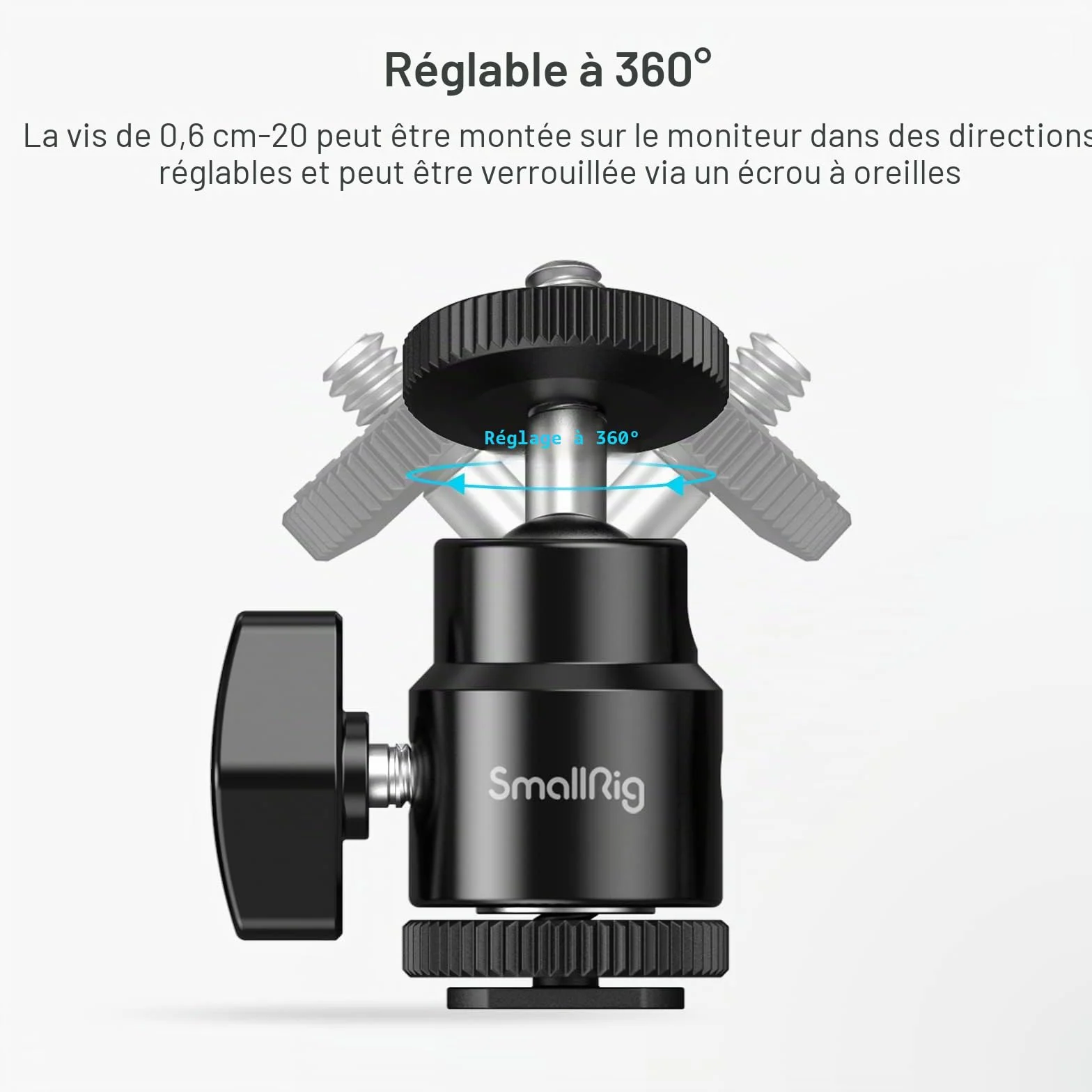 SMALLRIG Hot Shoe Mount Adaptateur Ball Head Mount Rotule Mini Moniteur Support avec Cold Shoe 761