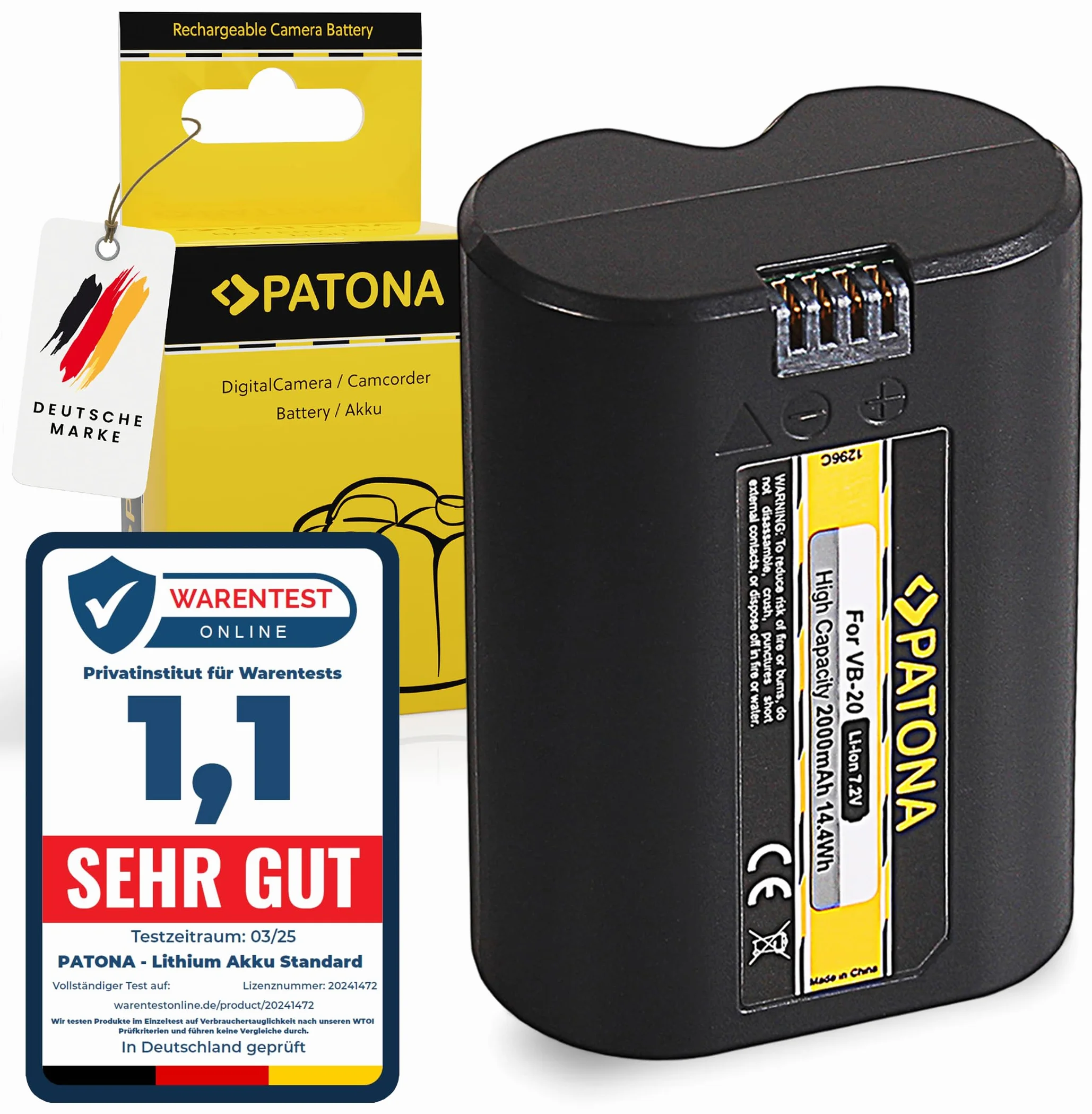 PATONA Batterie VB20 Compatible avec Godox V350S / C/N/O/F Speedlite Flash