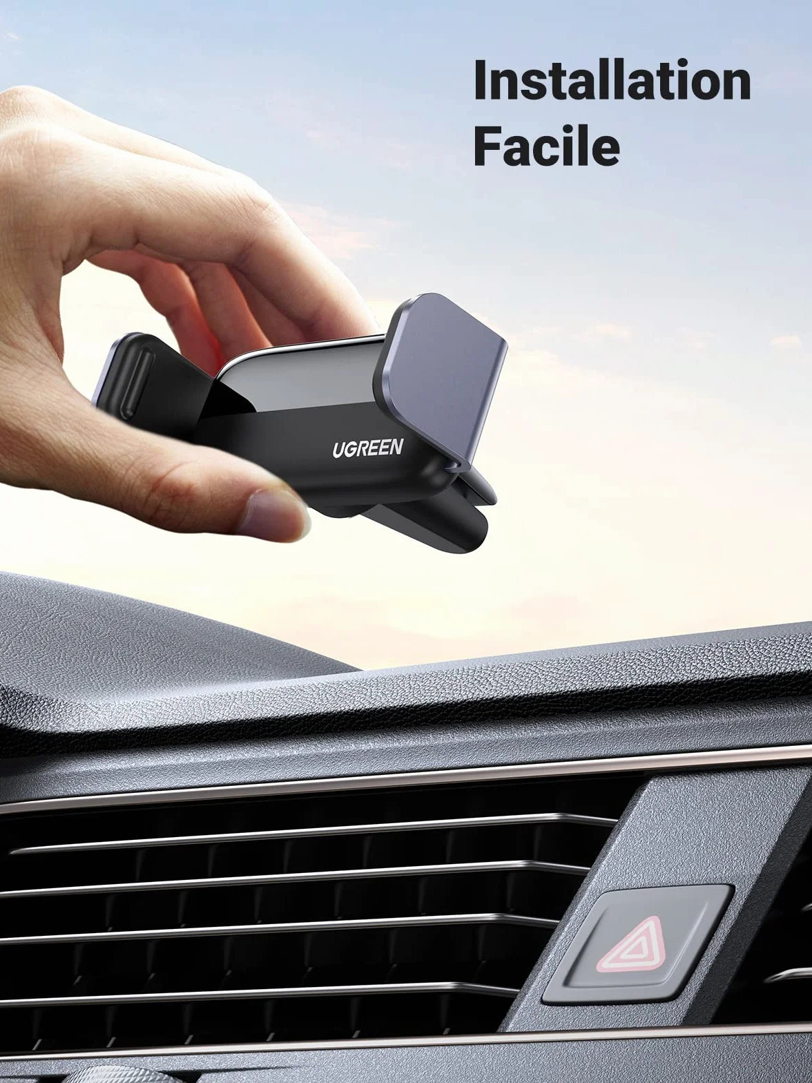 UGREEN Support Téléphone Voiture Gravité Grille Aération Porte Smartphone Voiture Ventilation Accroche Téléphone Auto Compatible avec iPhone 17 Pro Max Air 16 15 14 Galaxy S25 Ultra S24