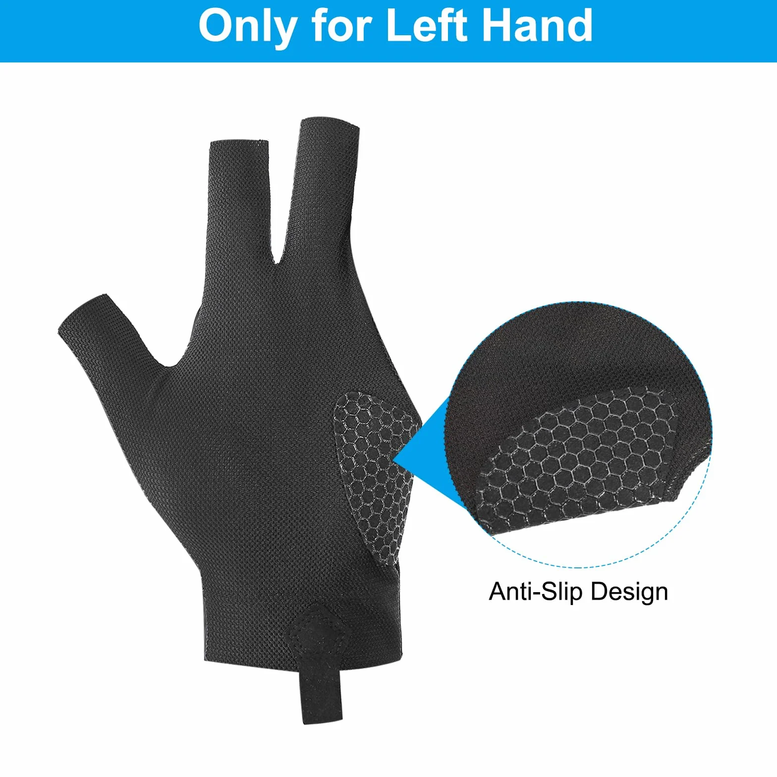 PATIKIL Gants de Billard pour Main Gauche, Accessoires pour Billard, Snooker, Carambole
