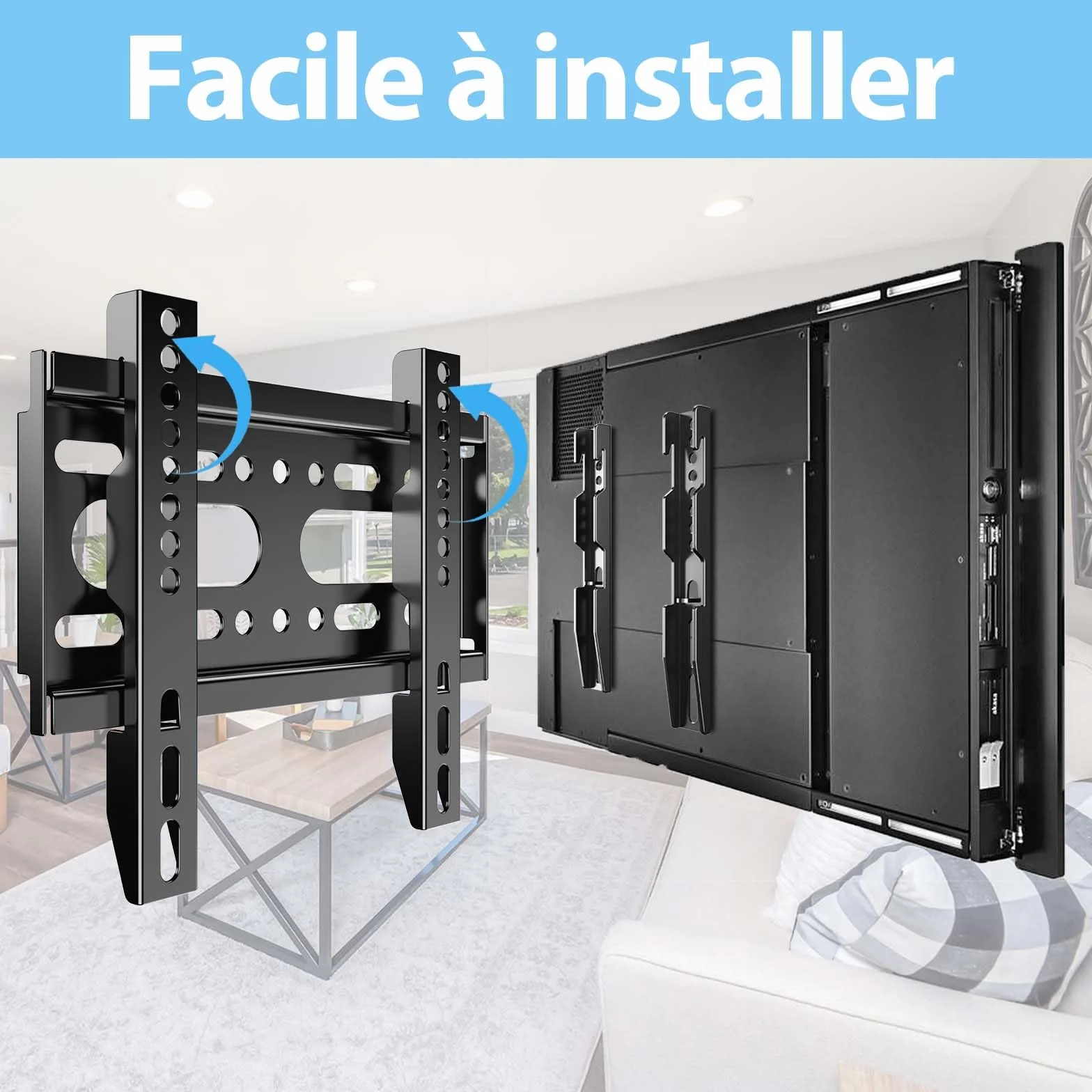 Support Mural TV Fixe pour 14-42 Pouces,VESA jusqu'à 200x200mm Poids Maximal 25KG, 19 24 27 32 37 Pouces Petit écran de télévision Ultra - Mince Support Mural pour Moniteur,Support Mural TV