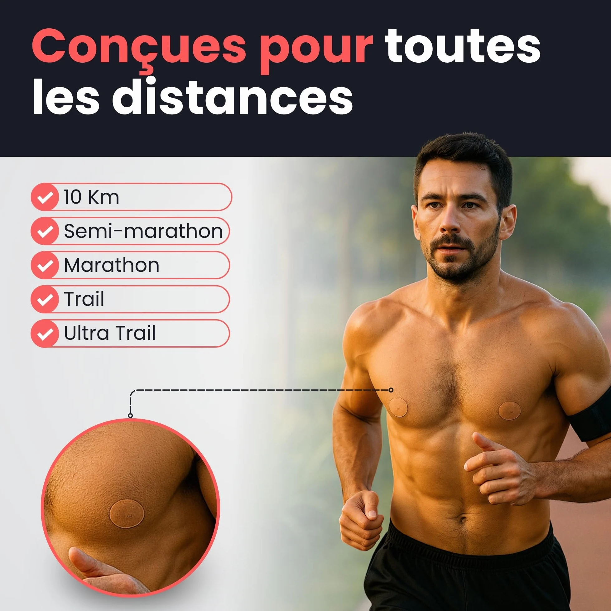 Protège Mamelon Running Homme 35mm Jetable Adhésif Résistant Cœur Doux