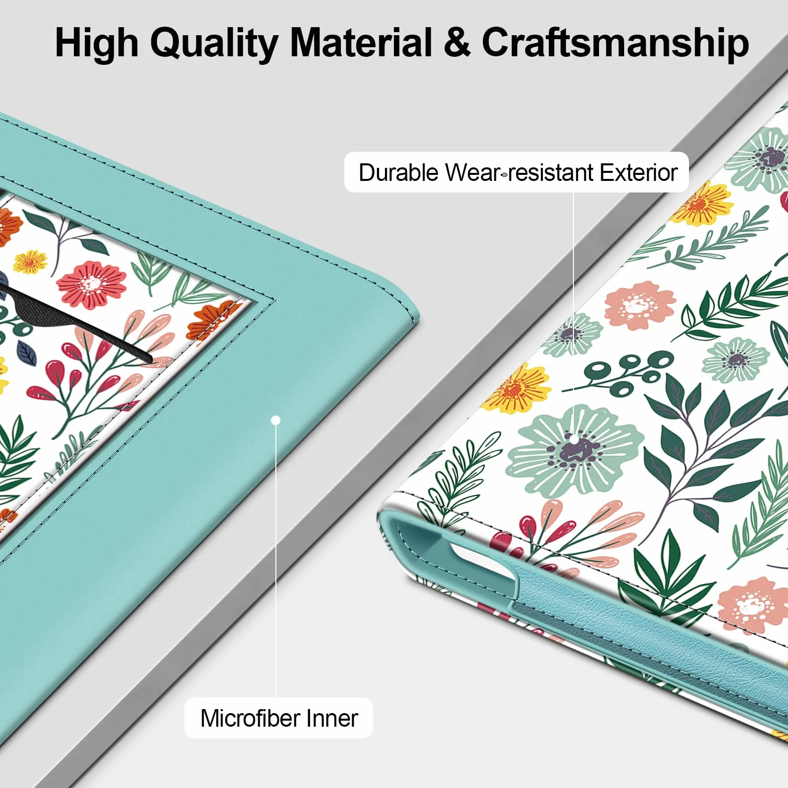 FINTIE Étui Compatible avec 7" Kobo Libra Colour 2024 / Kobo Libra 2 2021 (Modèle: N428 / N418), Coque Liseuse avec Béquille et Fente pour Carte et Dragonne, Fleur Printanière