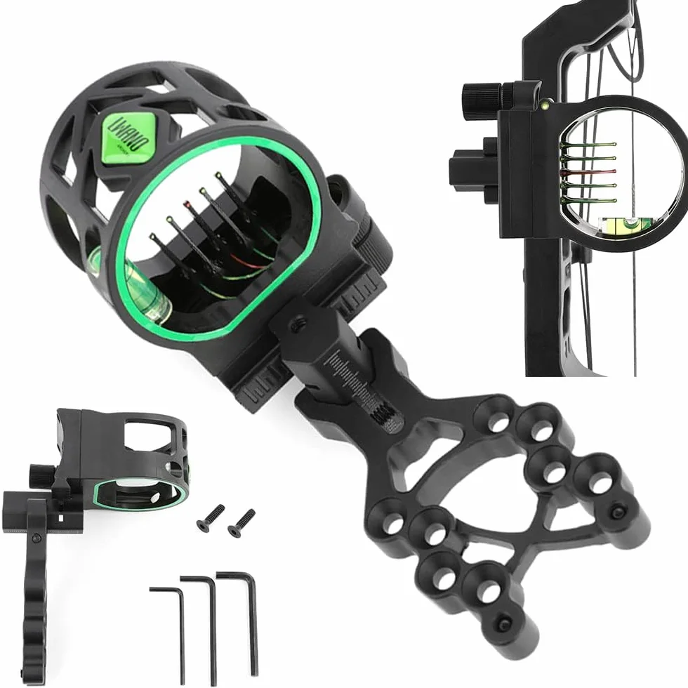 Viseur d'arc à poulies 5 Pin en alliage d'aluminium réglable pour chasse et tir ciblage