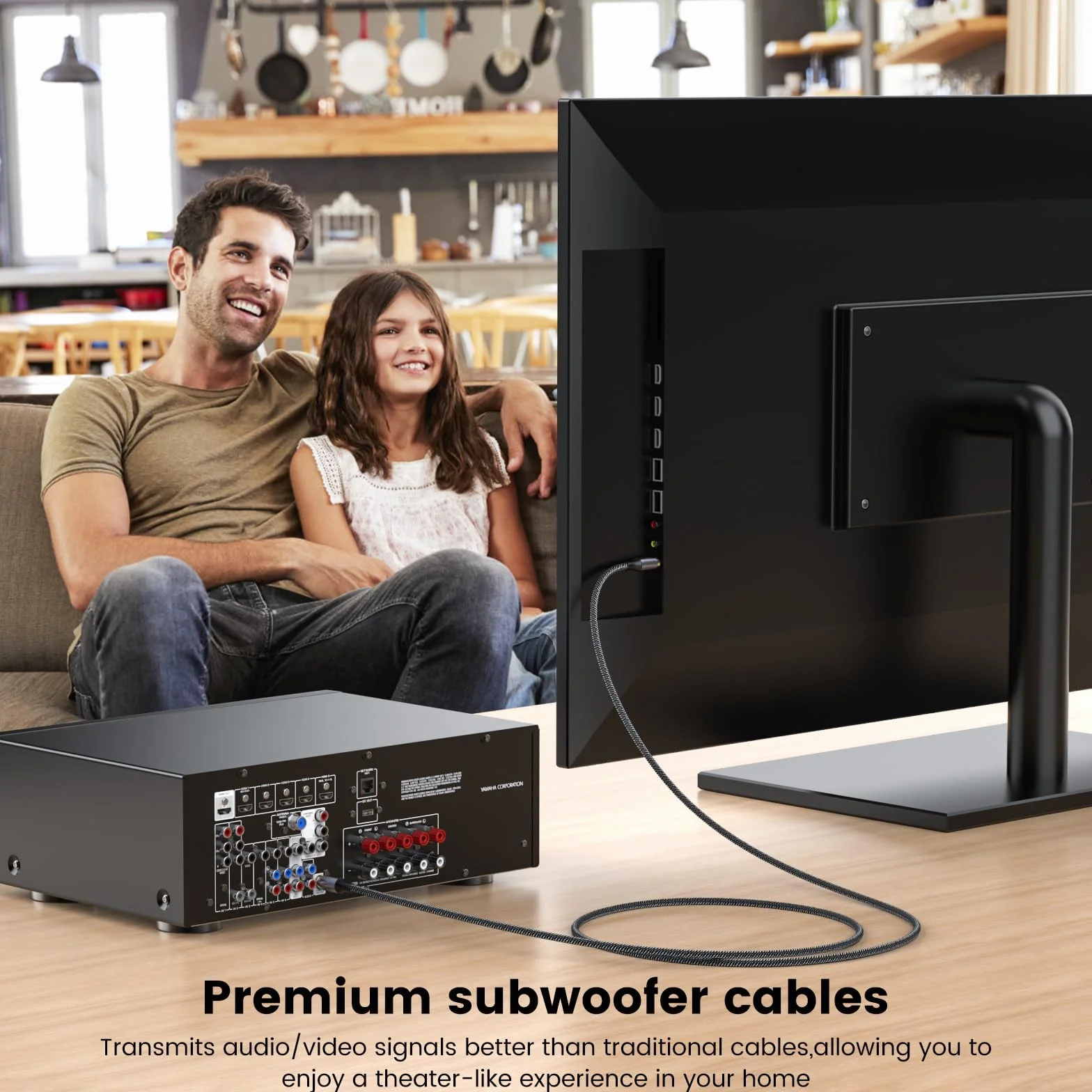 MOSWAG Câble Coaxial RCA Audio (2M), Câble de Subwoofer - Cinch RCA, Cable Coaxial Numérique 24K Plaqué Nylon pour Home Cinéma, Système Audio, PS3, Wii, Haut-parleurs