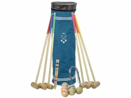 cavernedesjouets Jeu de Croquet Traditionnel en Bois avec Sac de Transport - maillet 80 cm, 6 Joueurs - Made in France