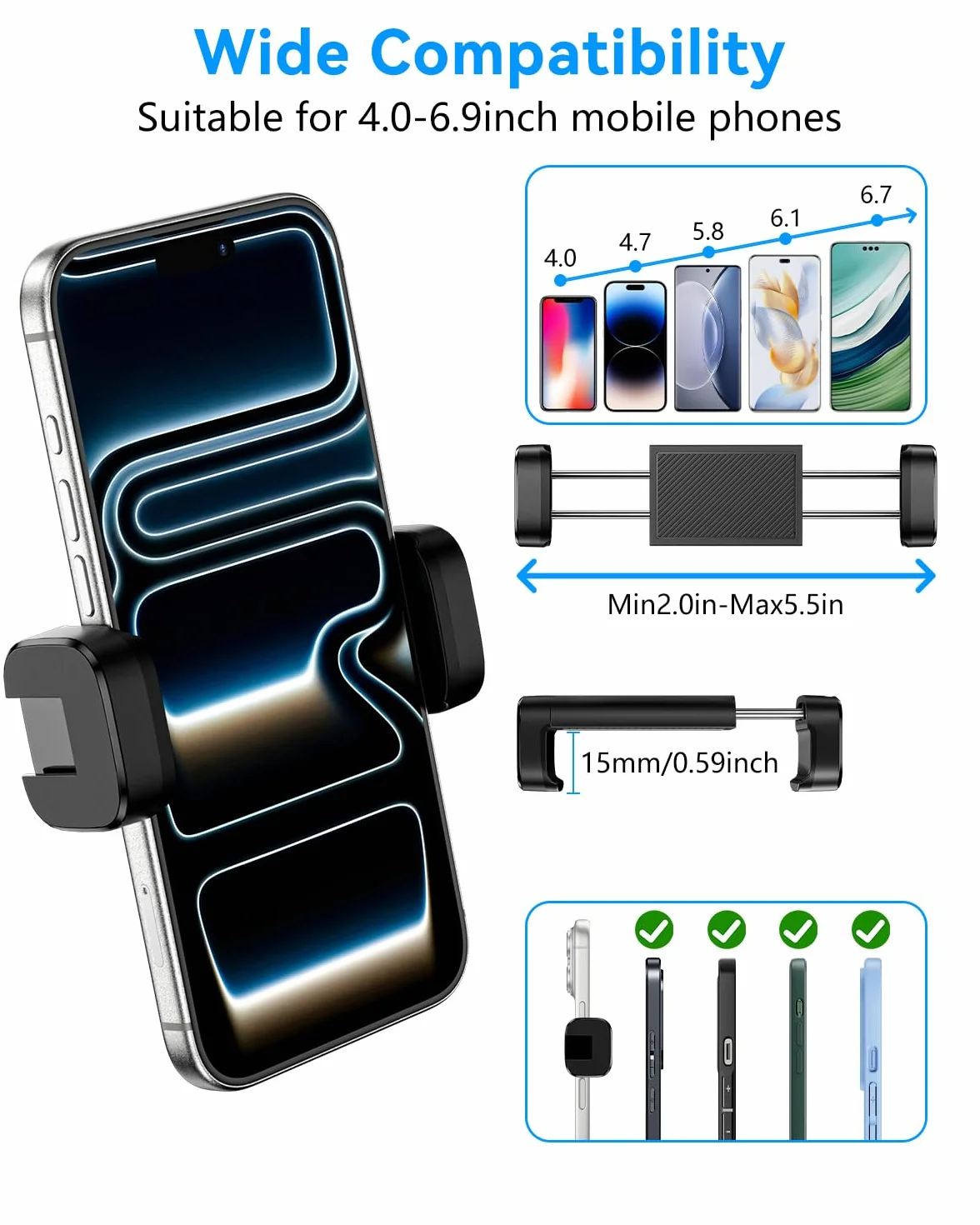 Support de Téléphone pour Guitare- Support Universel pour Smartphone pour Guitare, Basse, Ukulélé, Rotatif à 360° et Réglable, Idéal pour La Diffusion en Direct et l'enseignement en Ligne
