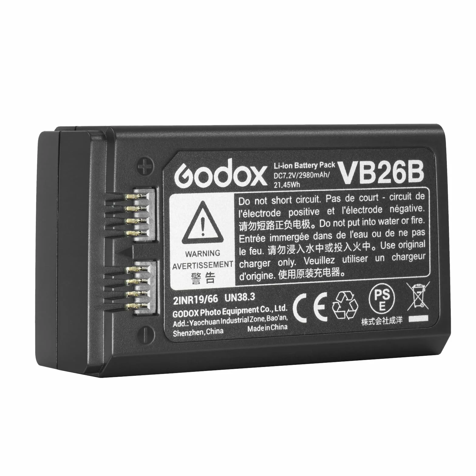 GODOX V1 Batterie VB26B VB26A Batterie de Remplacement, 2980mAh Batterie pour Godox V1S V1C V1N V1F V1O V860III V850III AD100Pro MF-R76 Camera Flash Speedlite