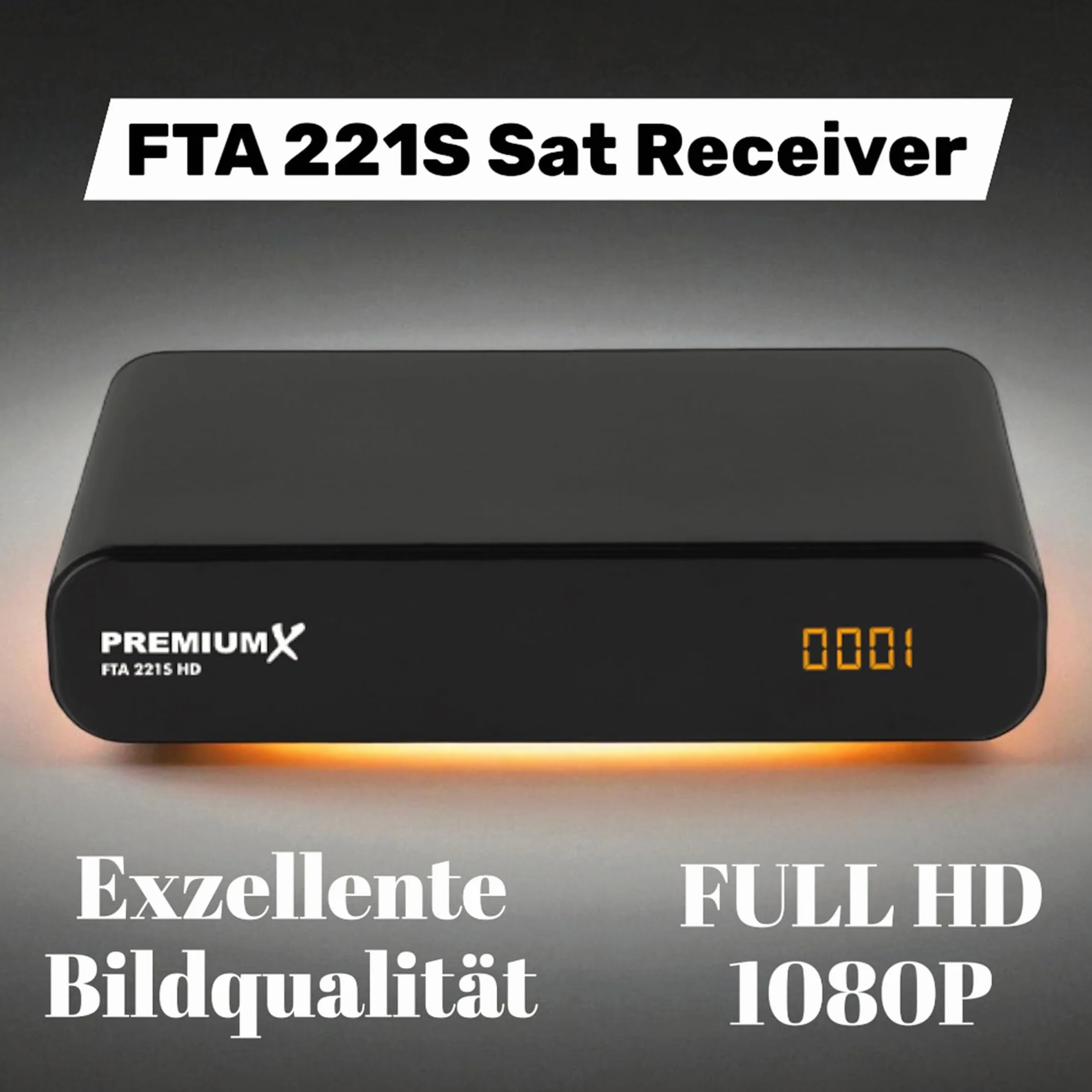 Récepteur satellite Premium X HD 221S – Récepteur satellite numérique DVB-S2 FTA, compatible avec Unicable, HDMI et péritel, lecteur multimédia USB, émetteur allemand compact préinstallé
