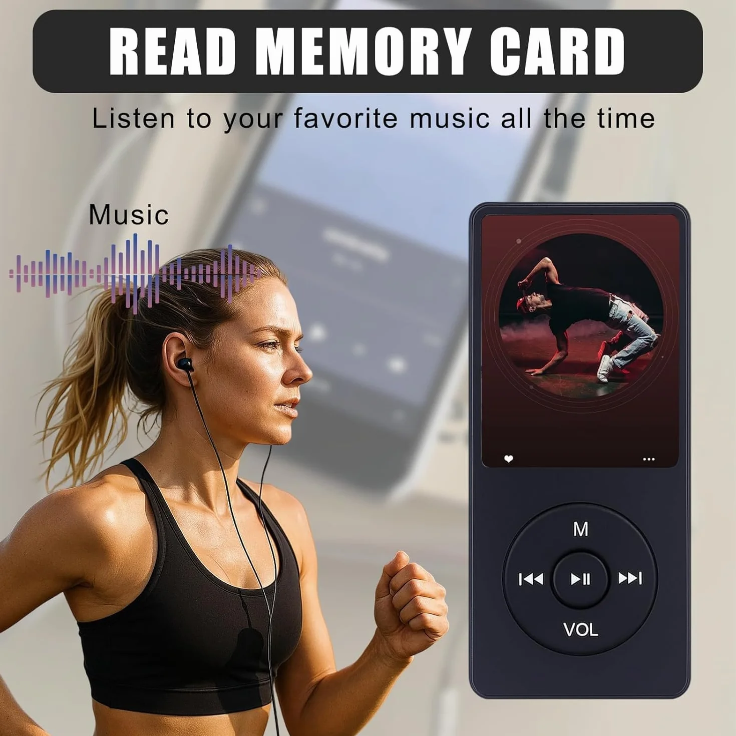 32GB MP3 Lecteur de Musique HiFi Portable sans Perte avec Bleu, with 1.8 inch LCD Screen and Memory Card Slot,Max Support 32GB Memory Card,Appareil Multifonctionnel pour Sport et Enfants