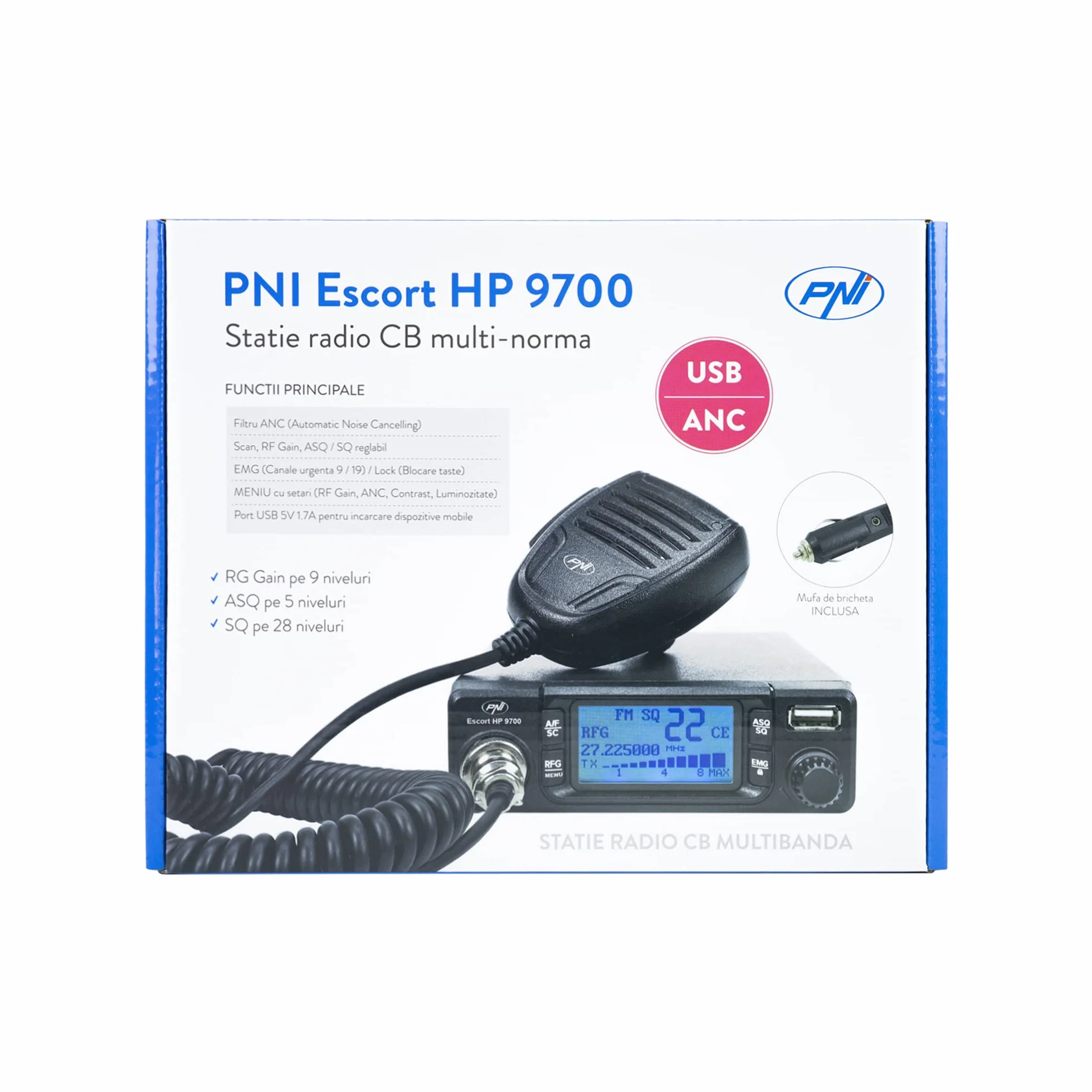 Radio CB Antenne PNI Escort HP 9700 USB et CB PNI LED 2000 Socle magnétique 12V/24V