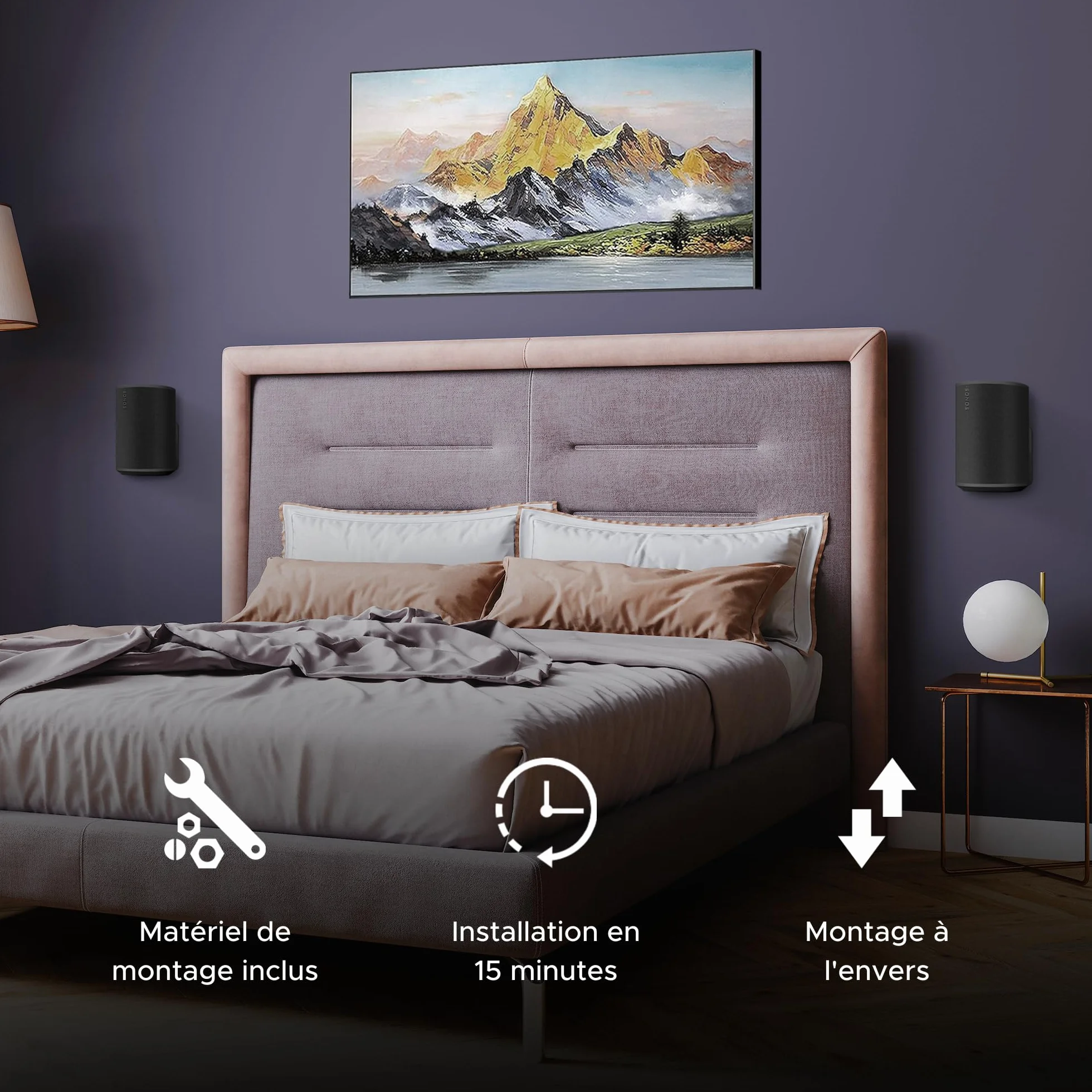 Sound bass Support Mural Era 100 – Profil Bas, Noir, Unité Simple, Compatible avec Sonos ERA100 & Era 100 SL Enceinte, Kit de Fixation Complet Inclus