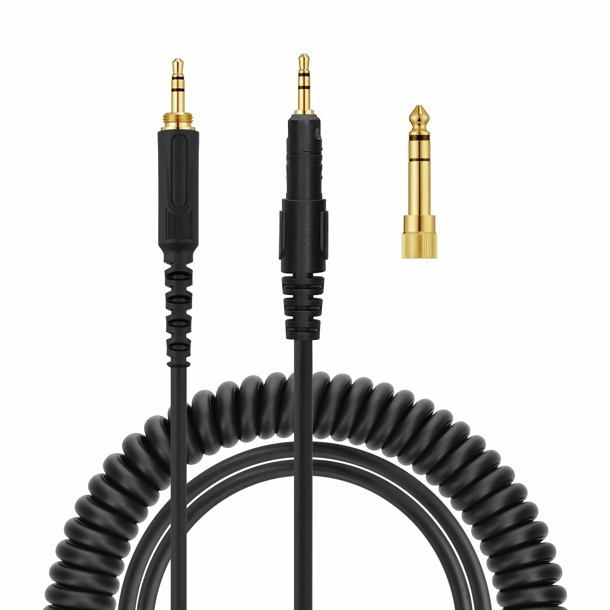 kwmobile Câble compatible avec AudioTechnica ATH-M50X / M40X / M60X / M70X - Câble de Rechange 3,5mm pour Casque Audio avec Adaptateur Connecteur 6,35 mm