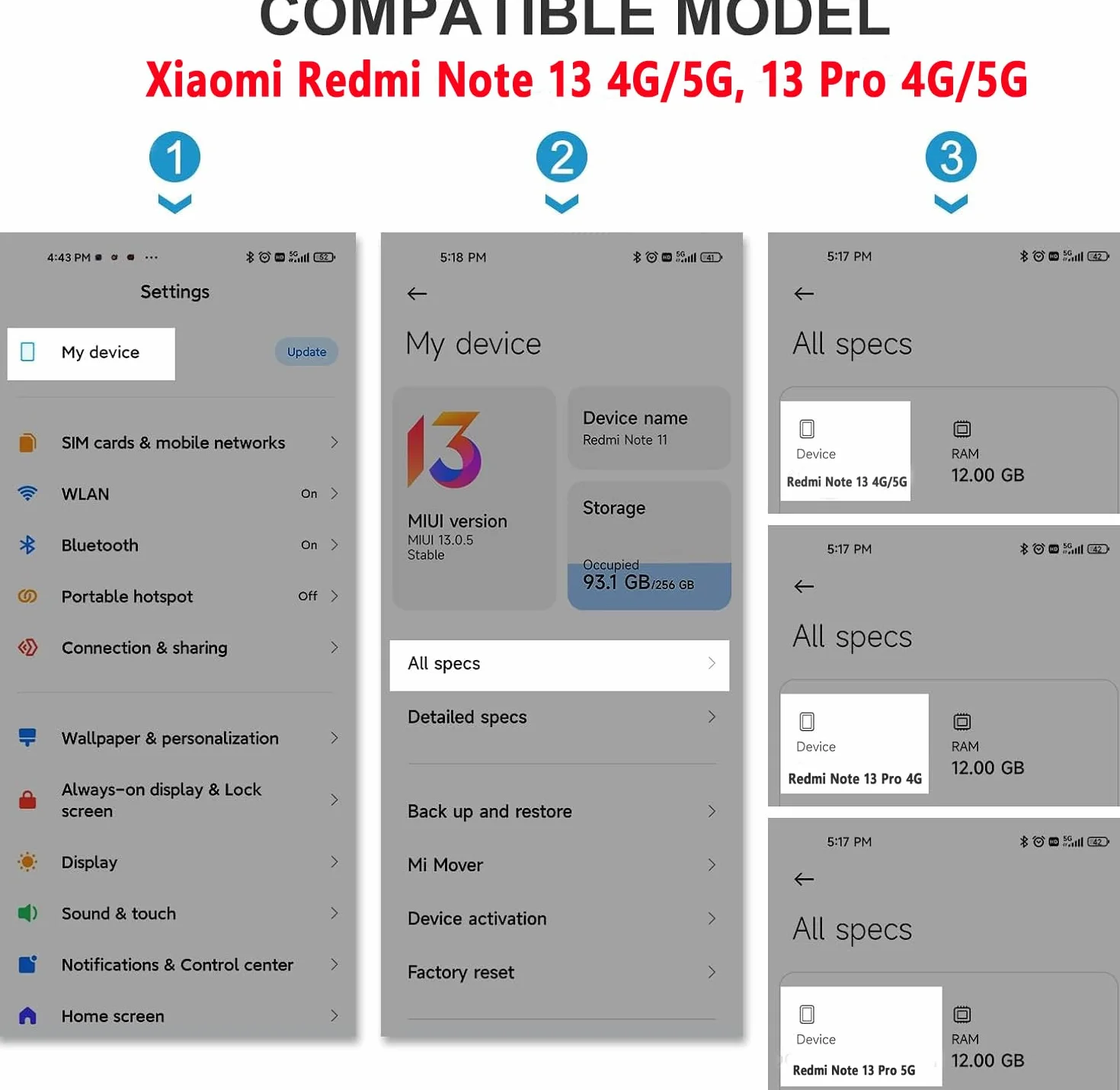 SPARIN Verre Trempé Pour Xiaomi Redmi Note 13 et Note 13 Pro 4G/5G (PAS Pro+) 6,67 Pouces, 3 Pièces Protection écran sans Bulles, 2.5D Vitre Protecteur, HD