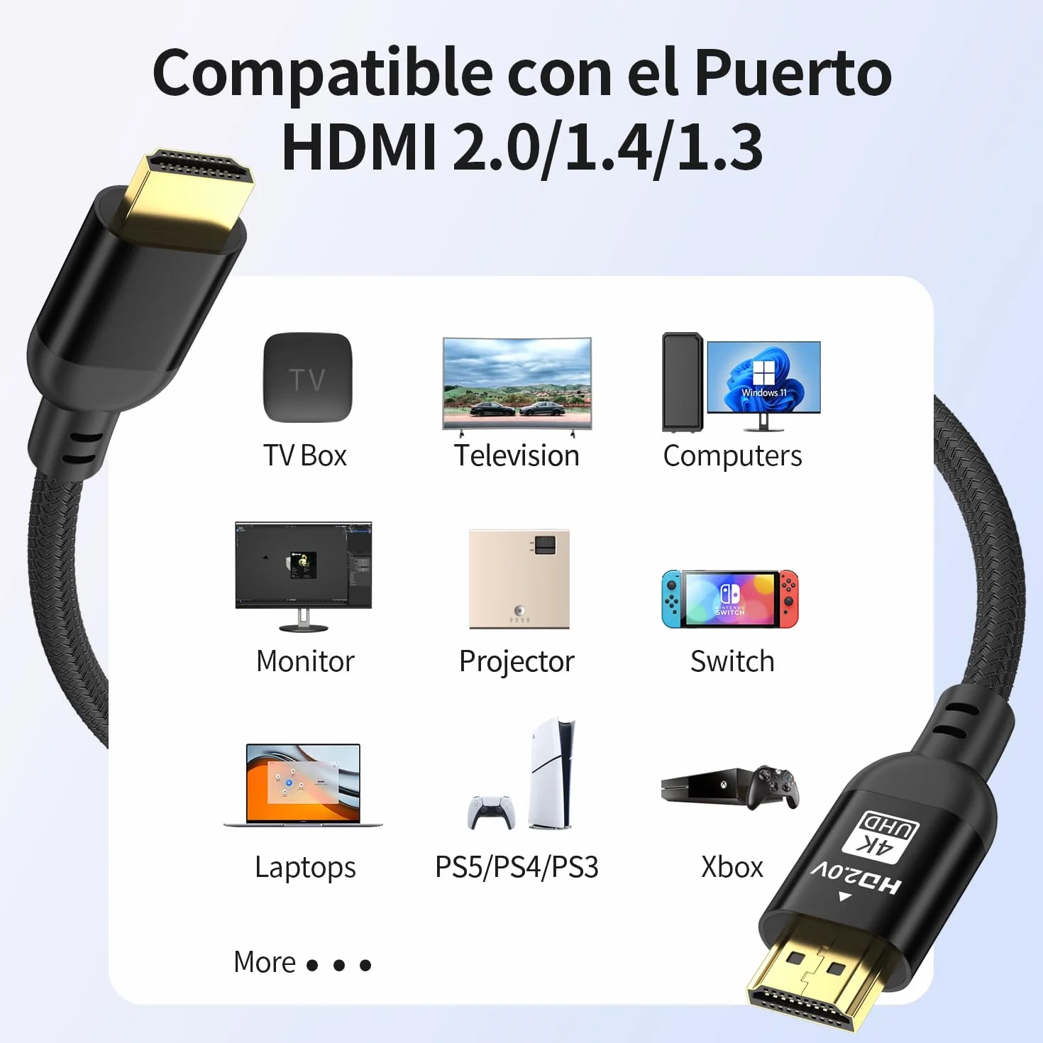 Diyanisly Câble HDMI 4K 15M, Câble HDMI 2.1 Haute Vitesse, Tressé, Prend en Charge 4K@60Hz 2K@120Hz, HDR HD TV Moniteur Ordinateur Portable Xbox PS4 PS5,etc.HD