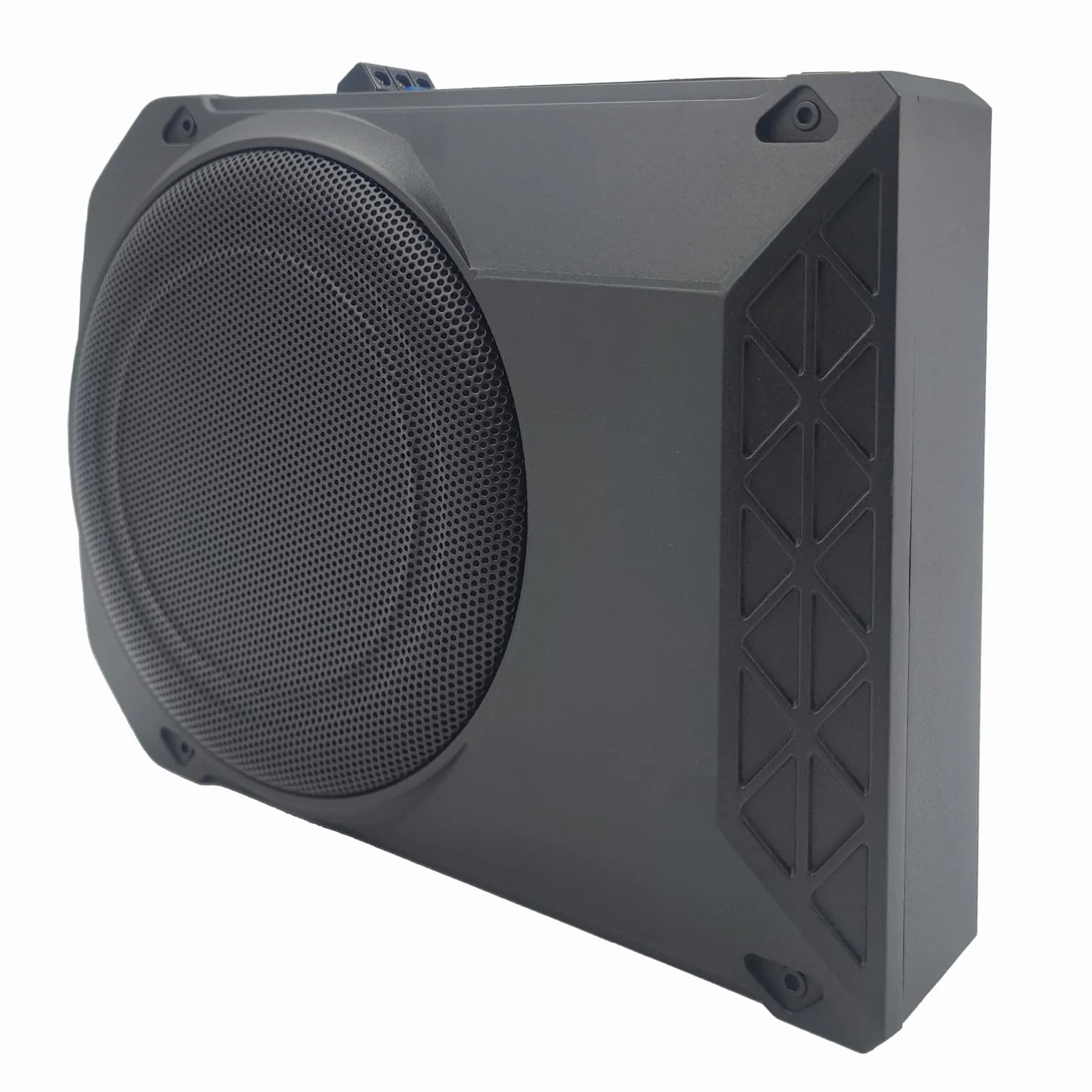 Caisson de Basses Actif amplifié 10 Pouces (800 W) — Caisson Clos Haute Performance avec télécommande, pour Voitures, camions et Camping-Cars — Plage de fréquences : 20 Hz – 150 Hz