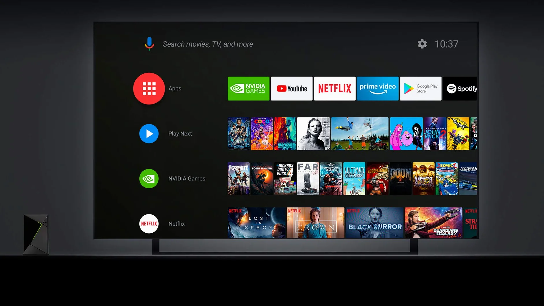 Lecteur Multimédia et de Streaming NVIDIA SHIELD Android TV Pro ; Films 4K HDR, Sports en Direct, Dolby Vision-Atmos, Upscaling Amélioré par l'IA, Jeux dans le Cloud GeForce NOW