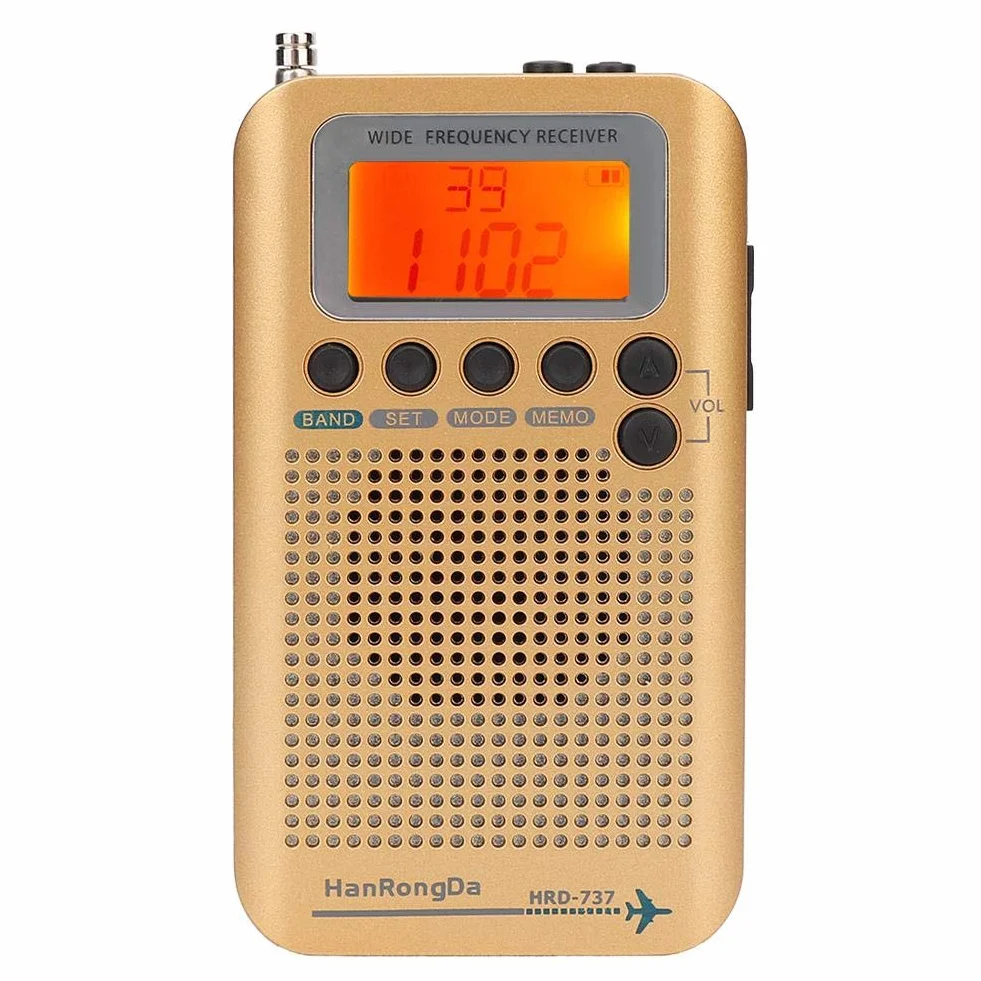 Radio VHF Airband Récepteur Toutes Bandes pour aéronefs Multifonctions avec écran LCD 1 Pouce Air/FM/AM/SW/VHF/CB