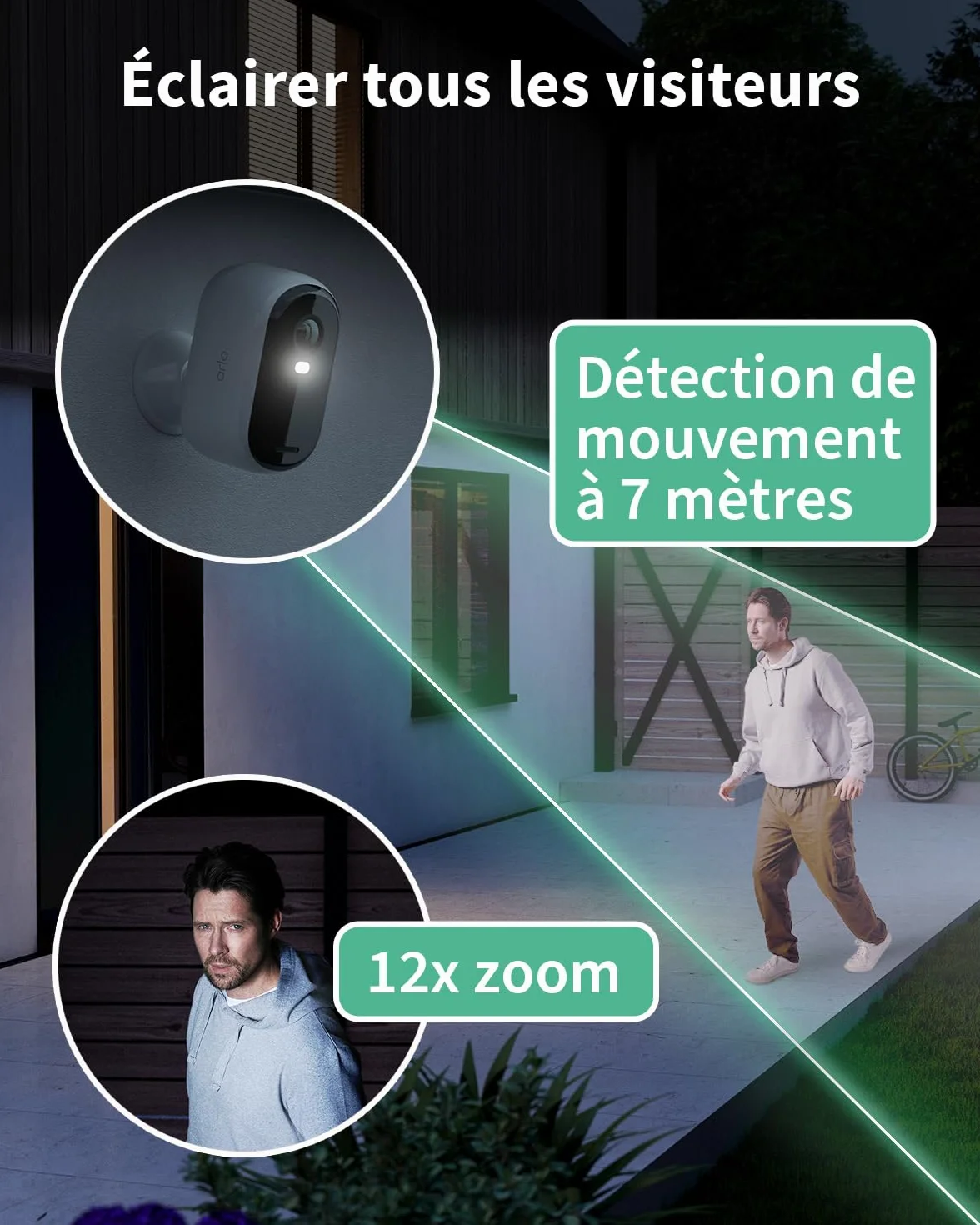 ARLO Essential 2 FHD, Caméra de Surveillance WiFi Extérieure sans Fil, Détection par IA, Vision Nocturne Couleur, Audio bidirectionnel, Compatible avec Alexa, Essai Secure Inclus, 2 Caméras
