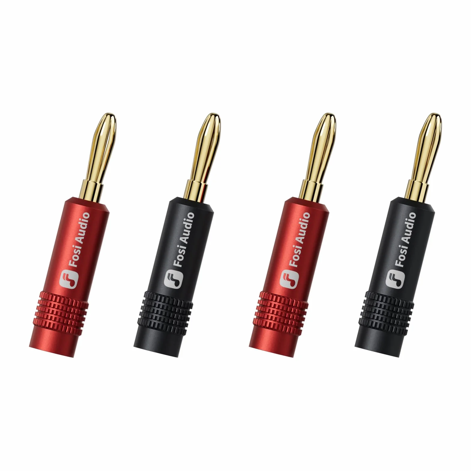Fosi Audio Fiches Bananes pour Câbles d'enceintes, 2 Paires Plaquées or
