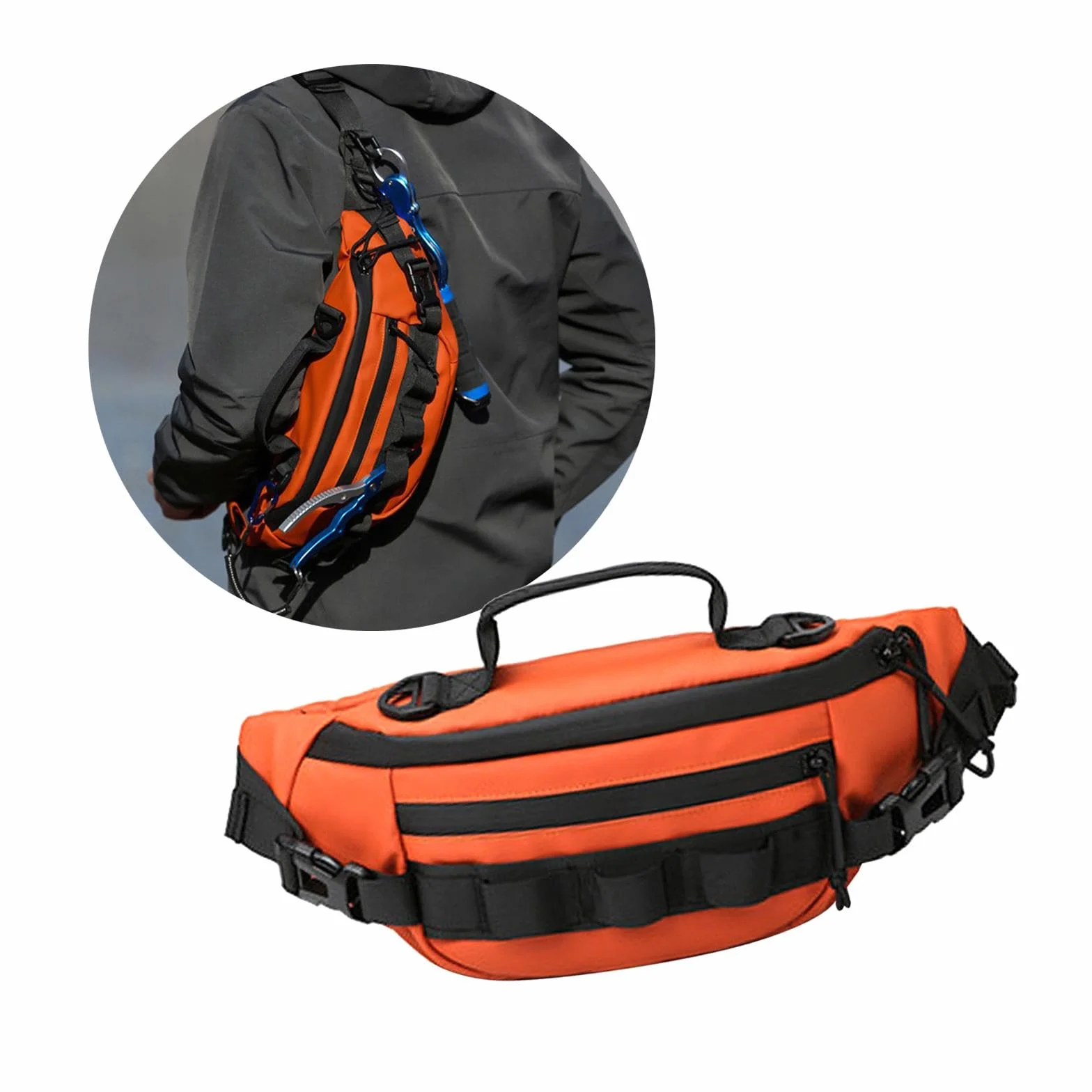 Sac Banane de Course Classique avec Sangle Réglable Léger, Orange
