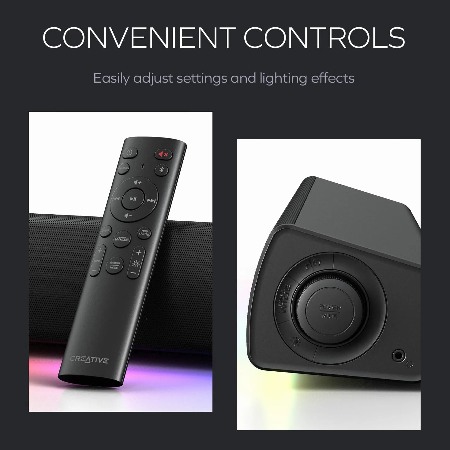 Sound Blaster GS5 Barre de Son Gaming RGB SuperWide 60W Bluetooth 5.4 Optical-in