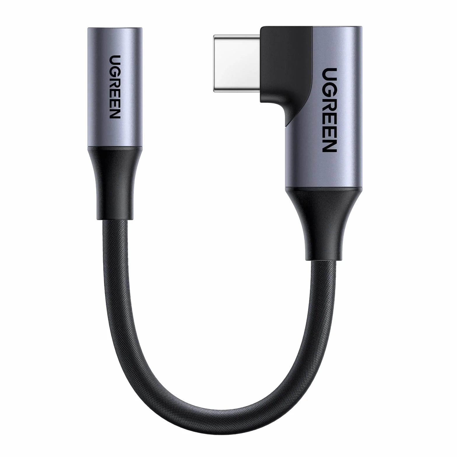 UGREEN Adaptateur USB-C vers Jack Audio 3,5 mm à Angle Droit 90 Dépenser avec Puce DAC, Compatible avec iPhone 17/17 Air/17 Pro/17 Pro Max, Série Galaxy S25, iPad, Mac
