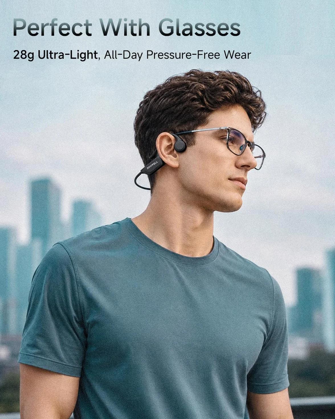 Casque Conduction Osseuse Bluetooth 6.0, Écouteurs Sport Oreilles Libres avec Micro, Étanchéité IPX5, 8H d'Autonomie, Ultra-Léger 28g, Idéal pour Course à Pied, Cyclisme, Fitness