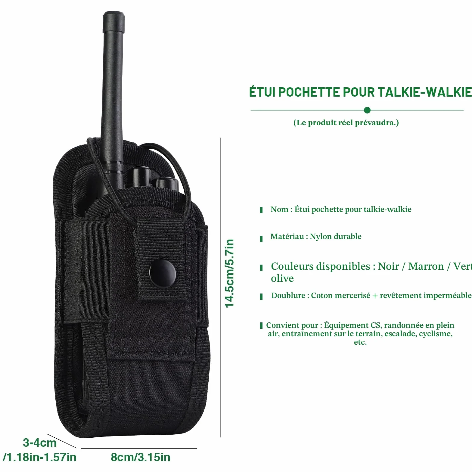 Kyrio Molle Pochette de ceinture pour radio portable ou talkie-walkie