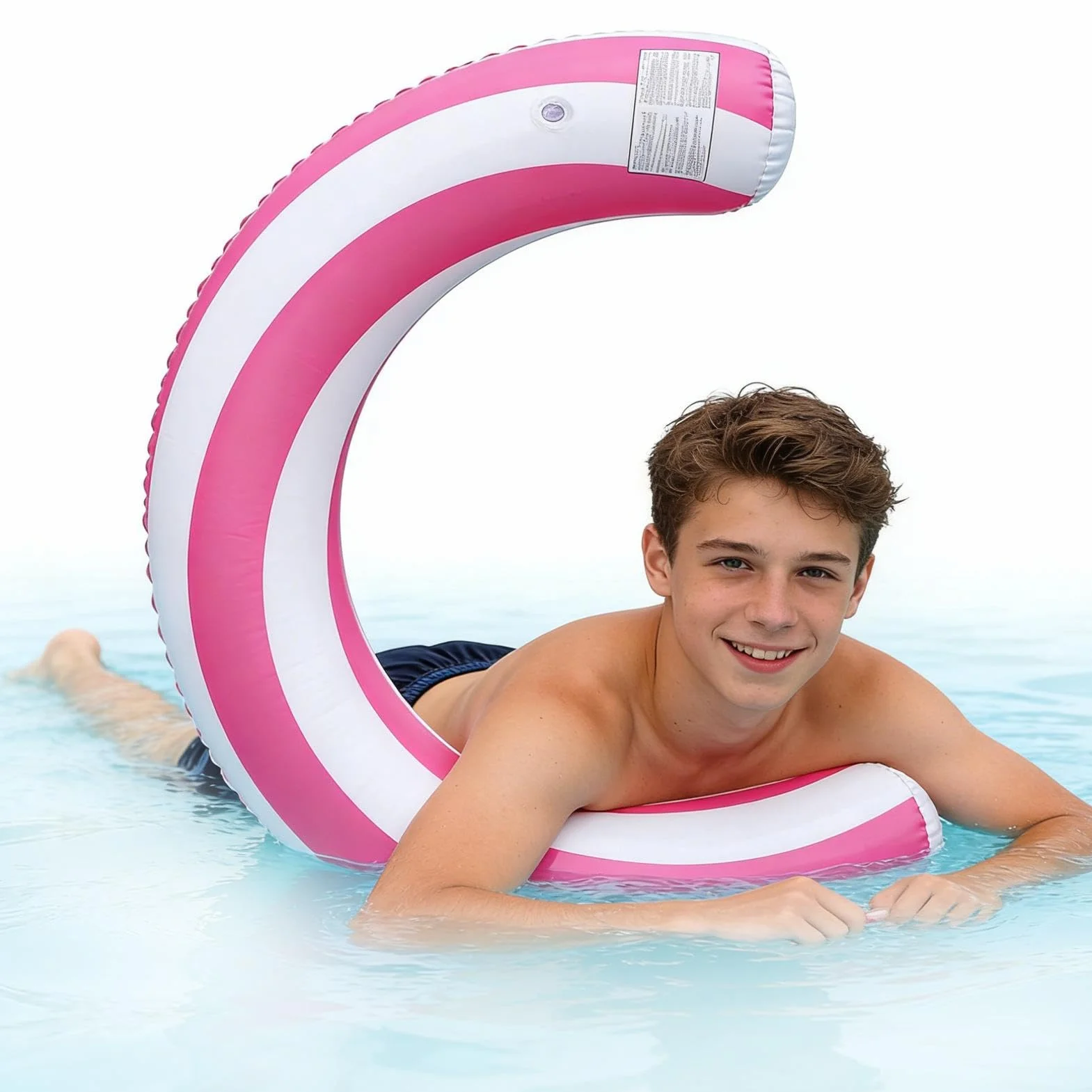 Flotteur pour Adultes en Forme de U, PVC, Frites de Piscine Gonflables Étancher, Motif Rayé