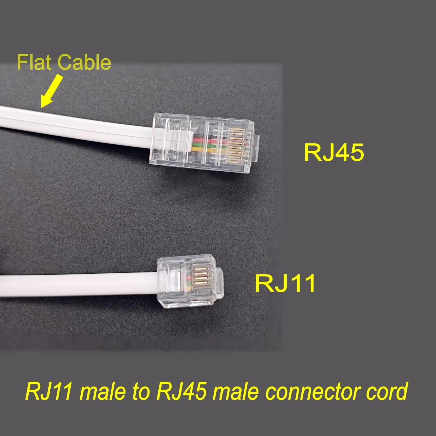 JZK 1.5m Blanc RJ11 vers RJ45 câble, cordon raccordement Ethernet, cordon raccordement téléphonique ADSL 6P4C vers 8P8C, rallonge réseau plate pour VoIP, fax, téléphone, ligne fixe, modem, routeur