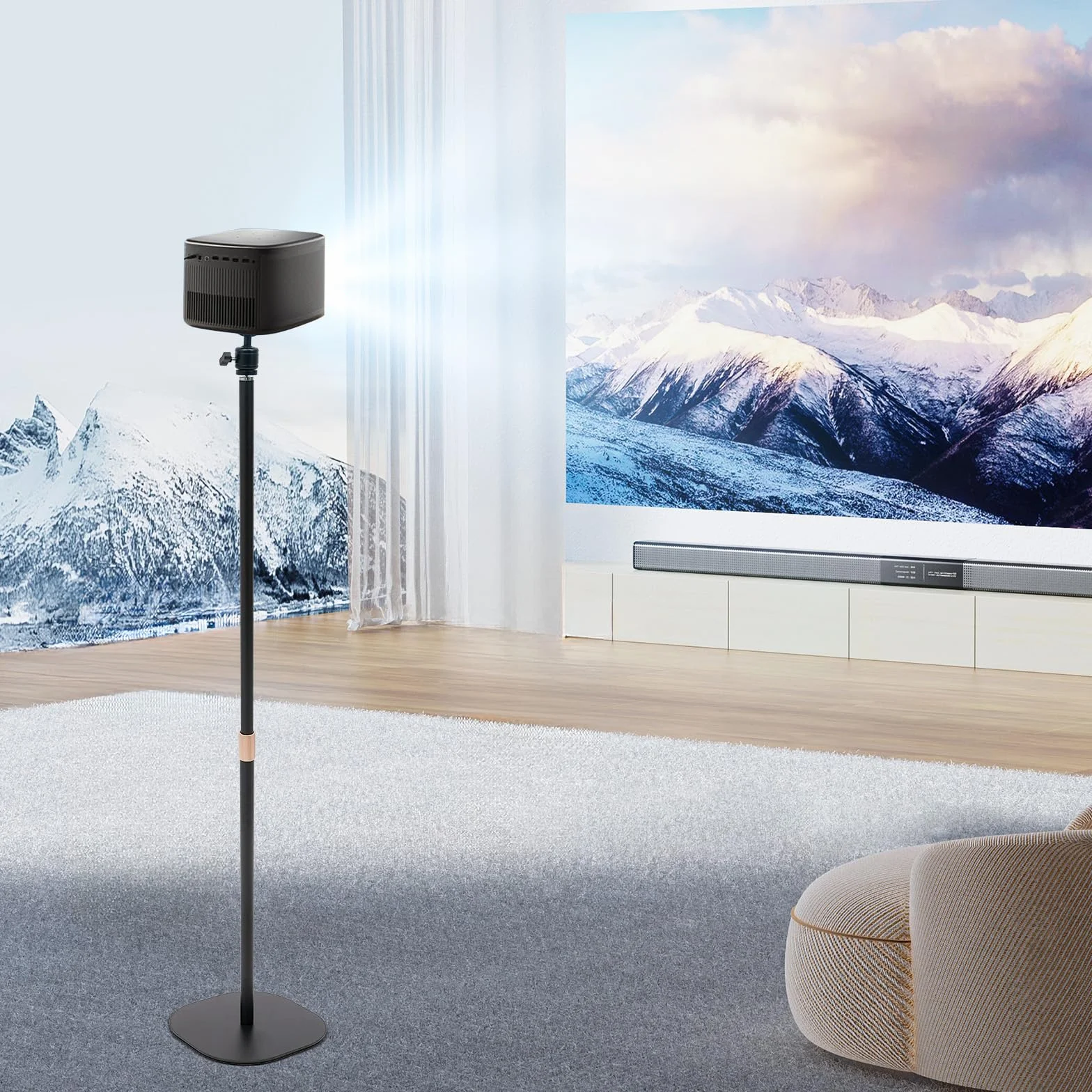 Support de Projecteur en métal Pivotant 360° Hauteur Réglable 65-120 cm Charge Max 3 kg Compatible 1/4"