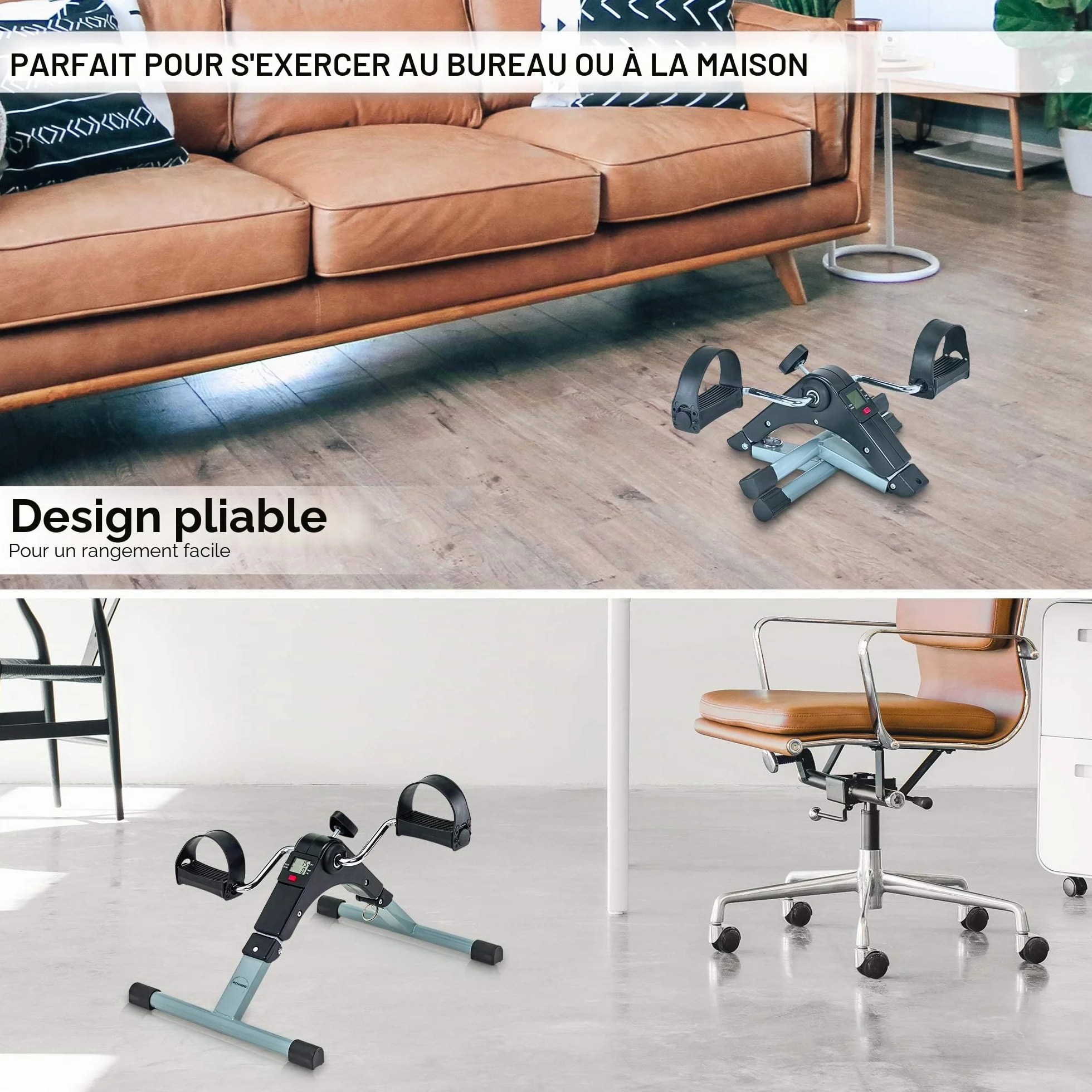 Mini Vélo d'Appartement Pédalier Pliable avec Résistance Réglable et Ecran LCD pour Seniors