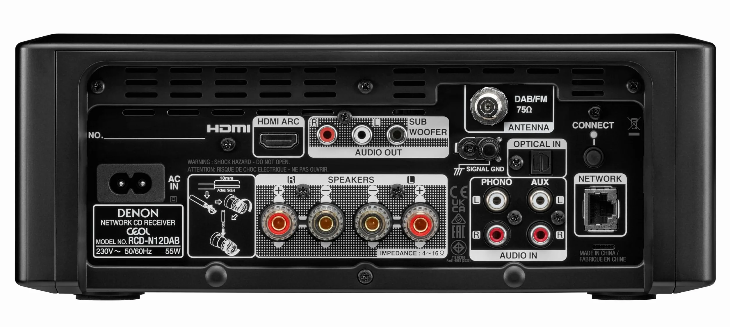 Denon CEOL N12DAB Système Tout-en-Un Lecteur CD Radio DAB/FM HDMI ARC HEOS Noir